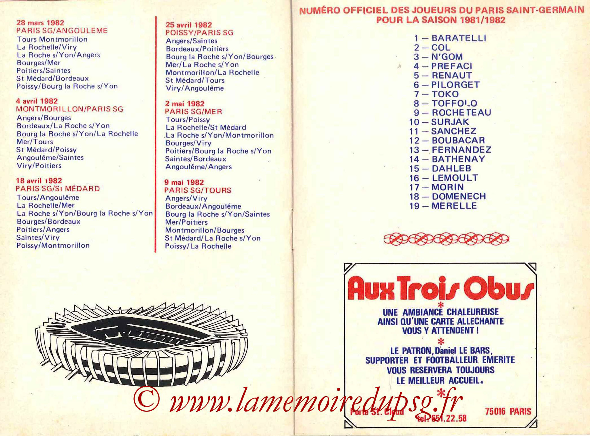 1981-82 - Guide de la Saison PSG - Pages 16 et 17