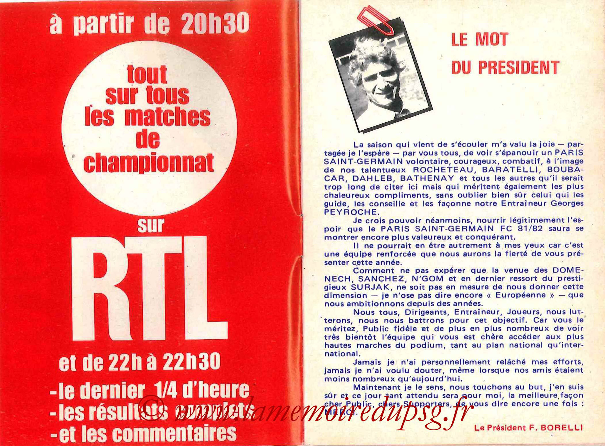 1981-82 - Guide de la Saison PSG - Pages 2 et 3