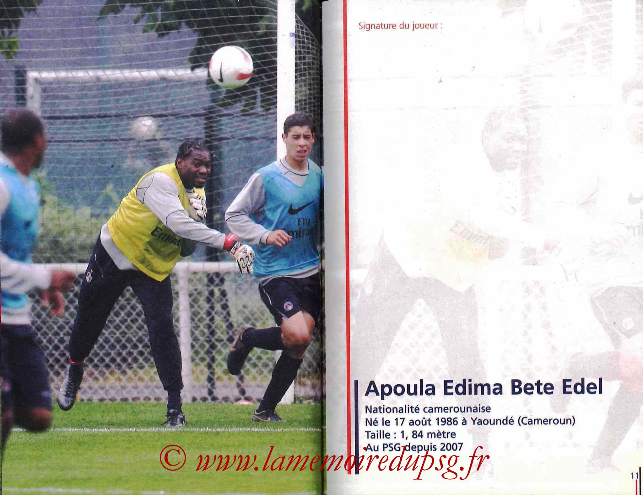 2007-08 - Guide de la Saison PSG - Pages 10 et 11 - Apoula EDEL