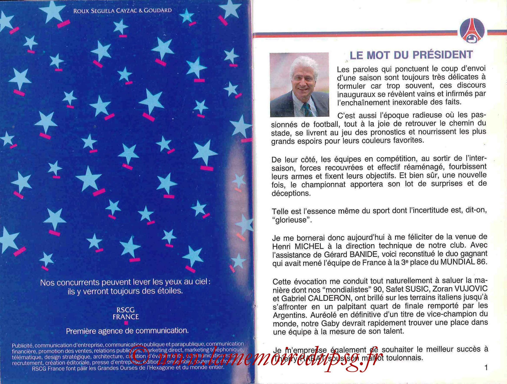 1990-91 - Guide de la Saison PSG - Pages 0 et 1