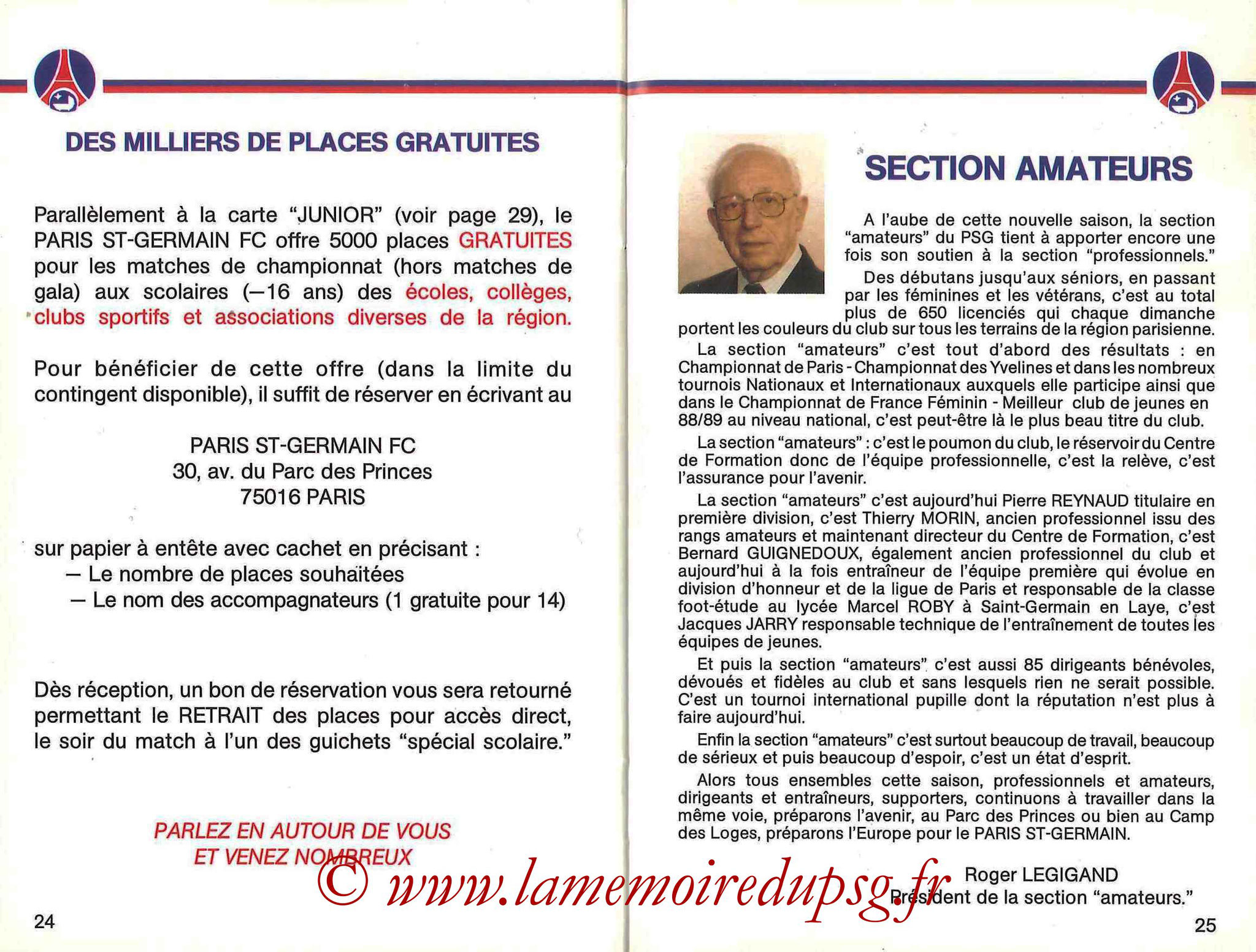 1990-91 - Guide de la Saison PSG - Pages 24 et 25