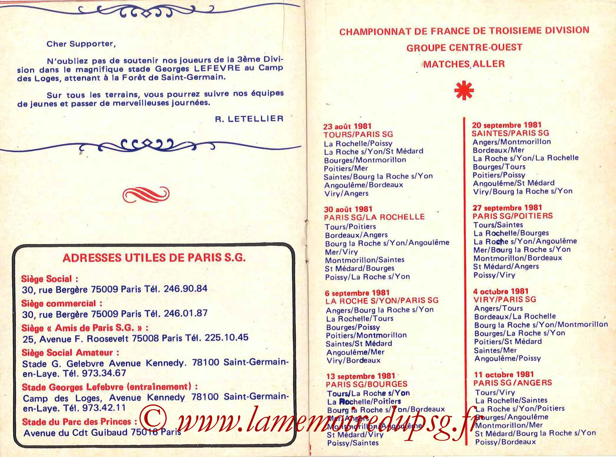 1981-82 - Guide de la Saison PSG - Pages 12 et 13