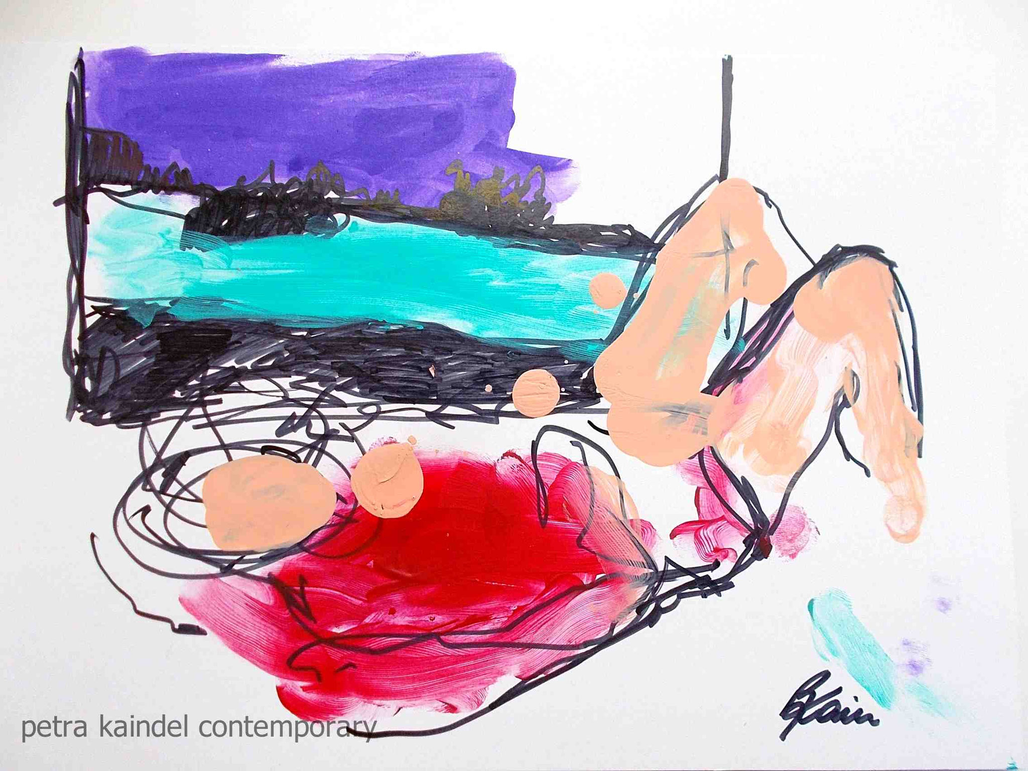 Drawing, A4, permanent marker and acrylic on paper