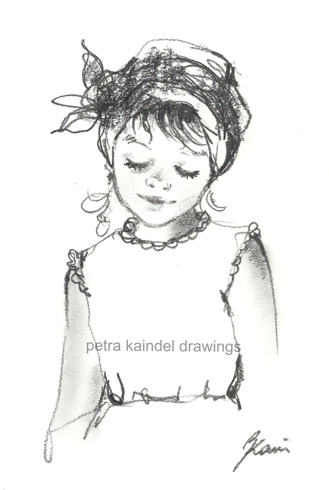 "Sweet little girl", small size, monolith on paper - Sold