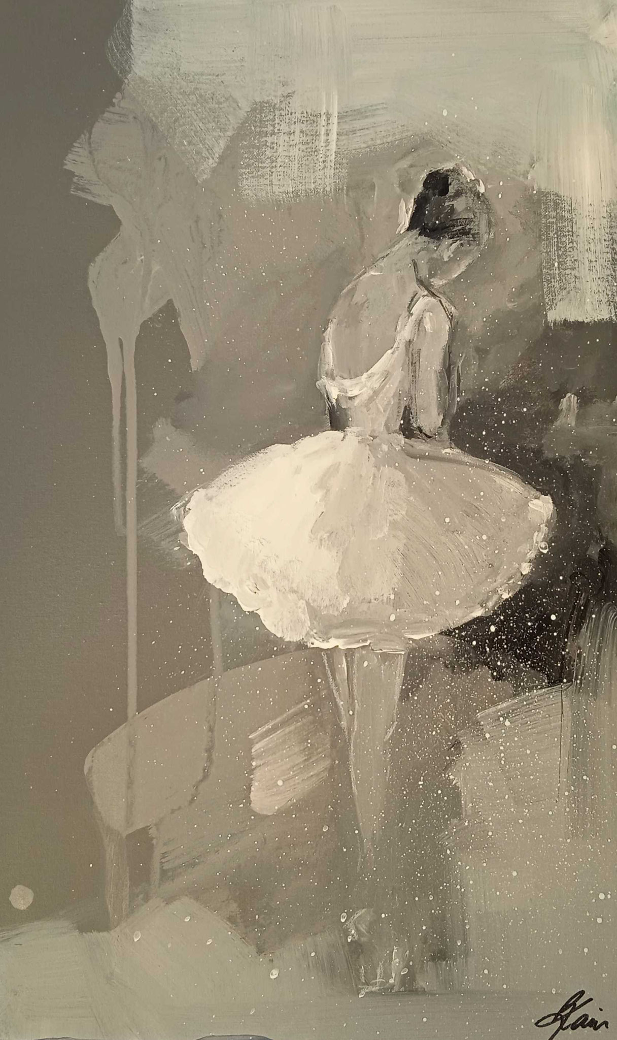 "Blue balletdancer" 30 x 60 cm, Acrylic on canvas