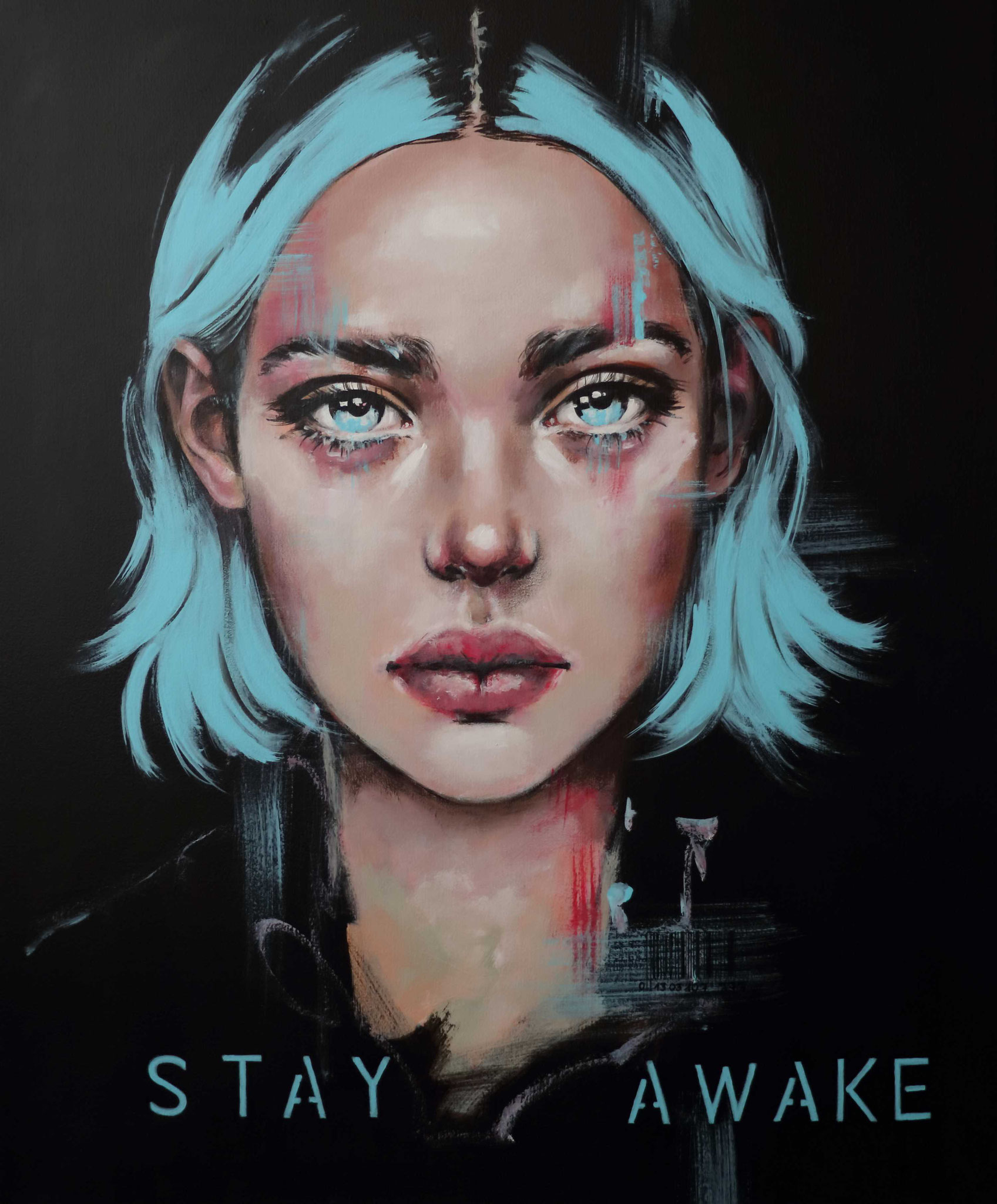 "STAY AWAKE" 60 x 50 cm, Acrylic on canvas - Japan 2021 exhibition SOLD