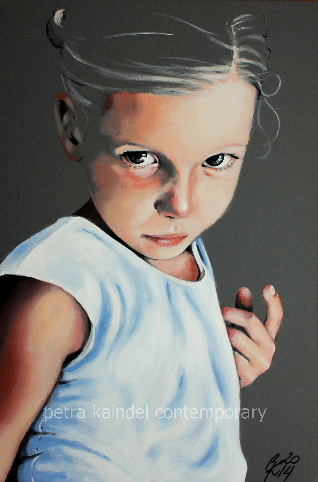 "Little girl" 90 x 60 cm, Acrylic and pencils on canvas