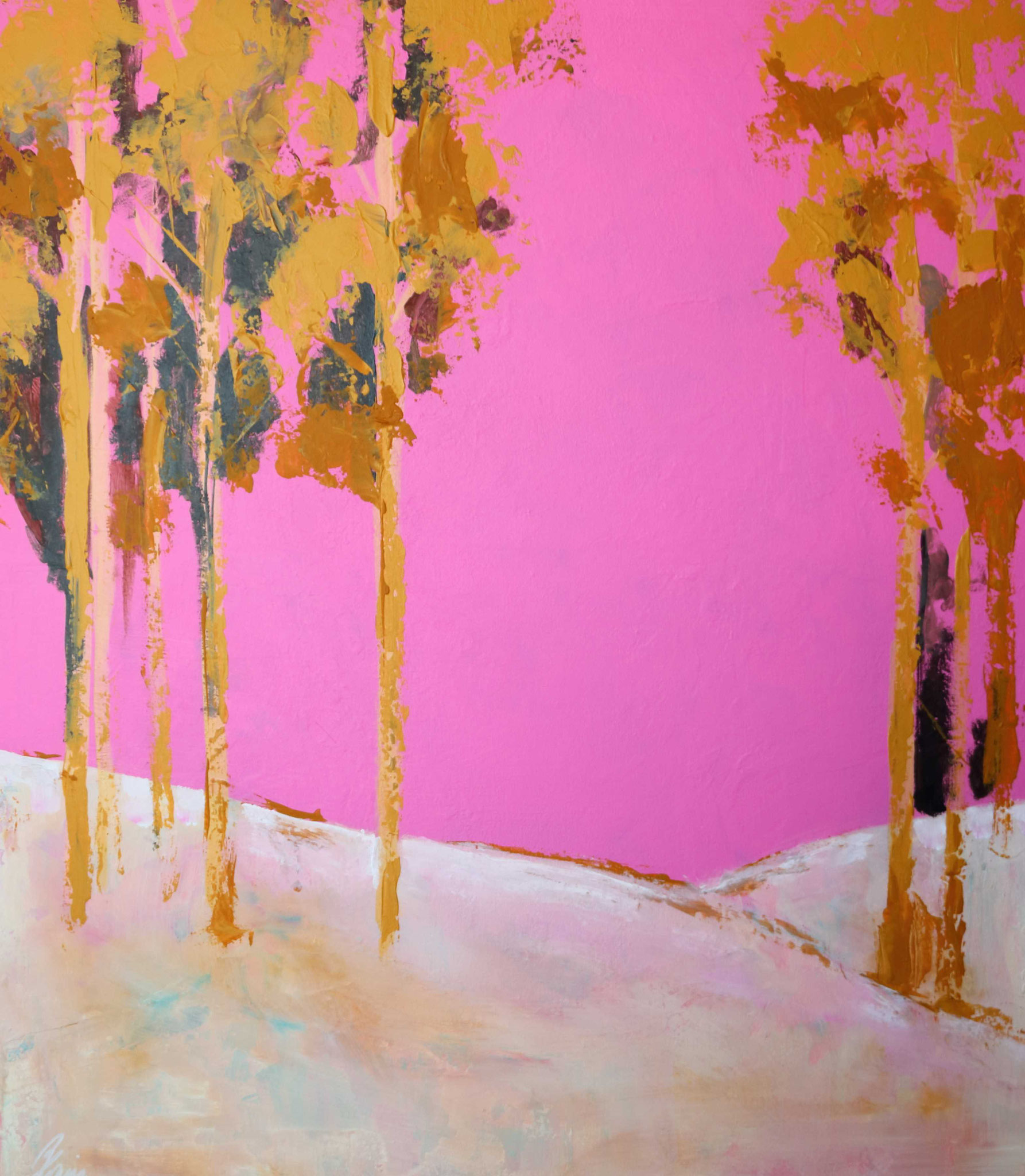 GOLDEN TREES, 70 x 60 cm, Acrylic on canvas