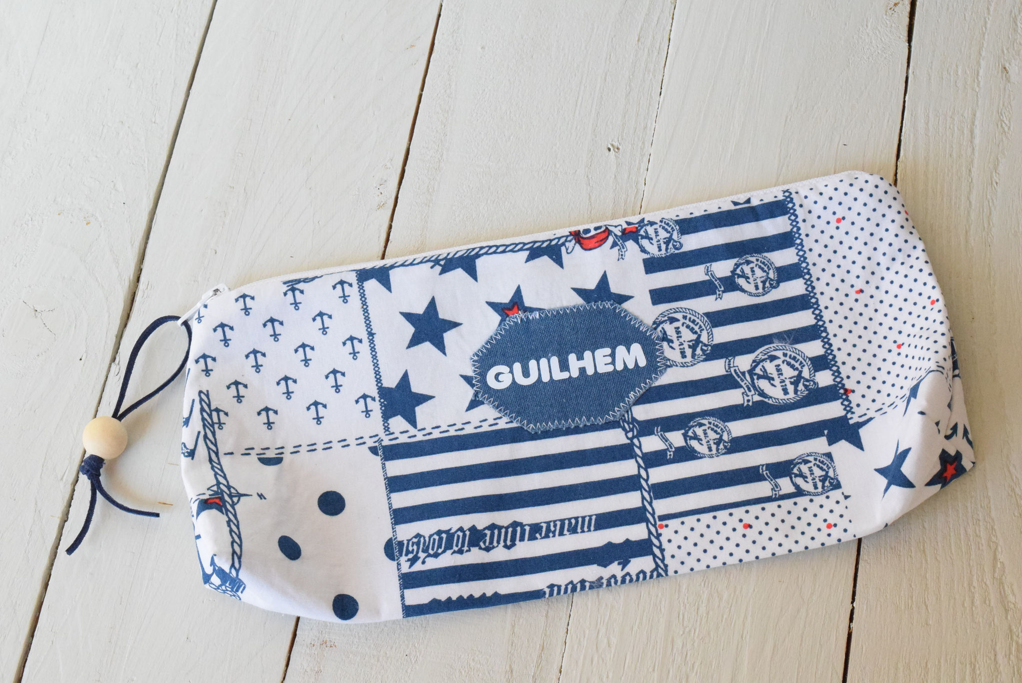 trousse tissu prénom pour école scolaire 