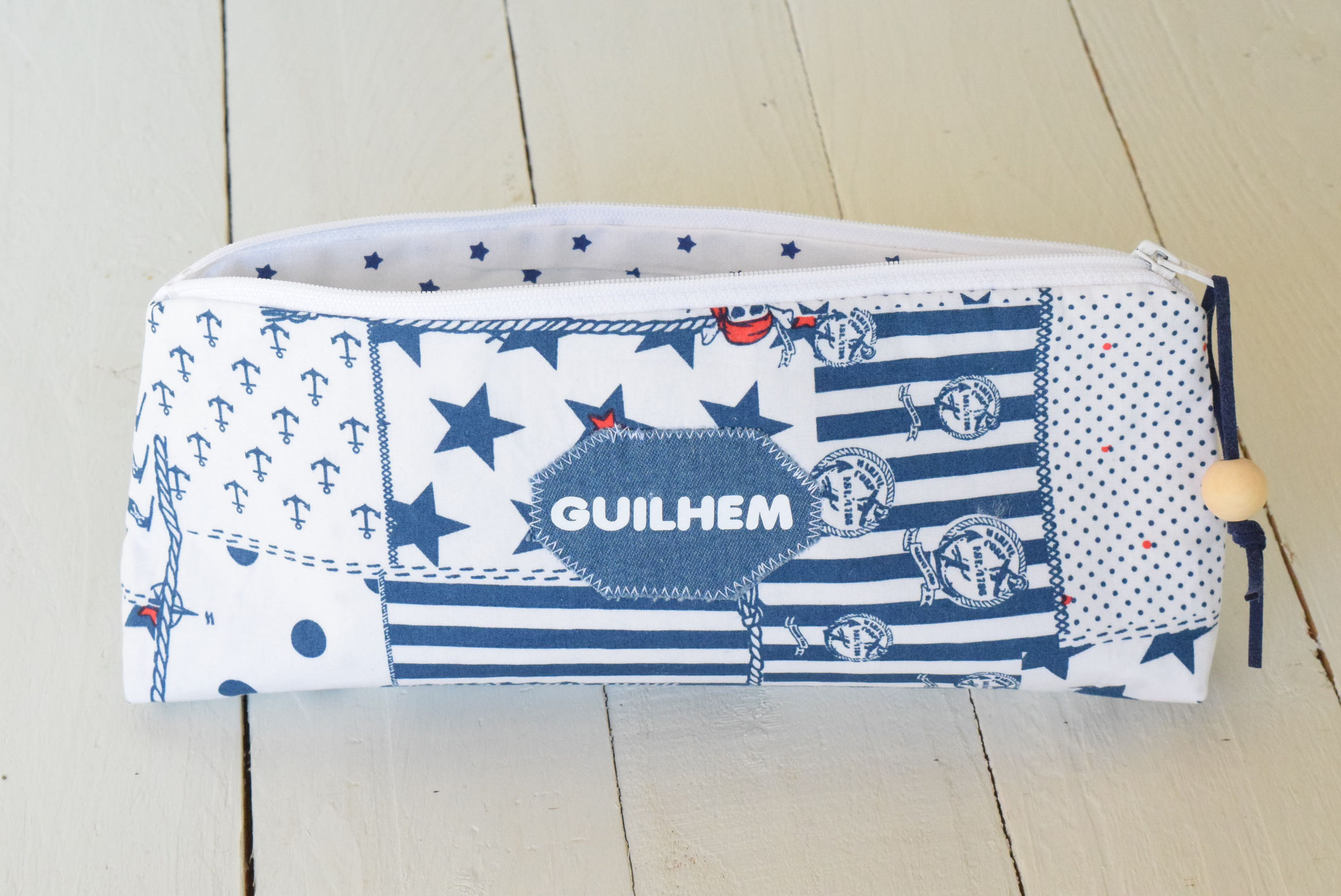 trousse tissu prénom pour école scolaire 