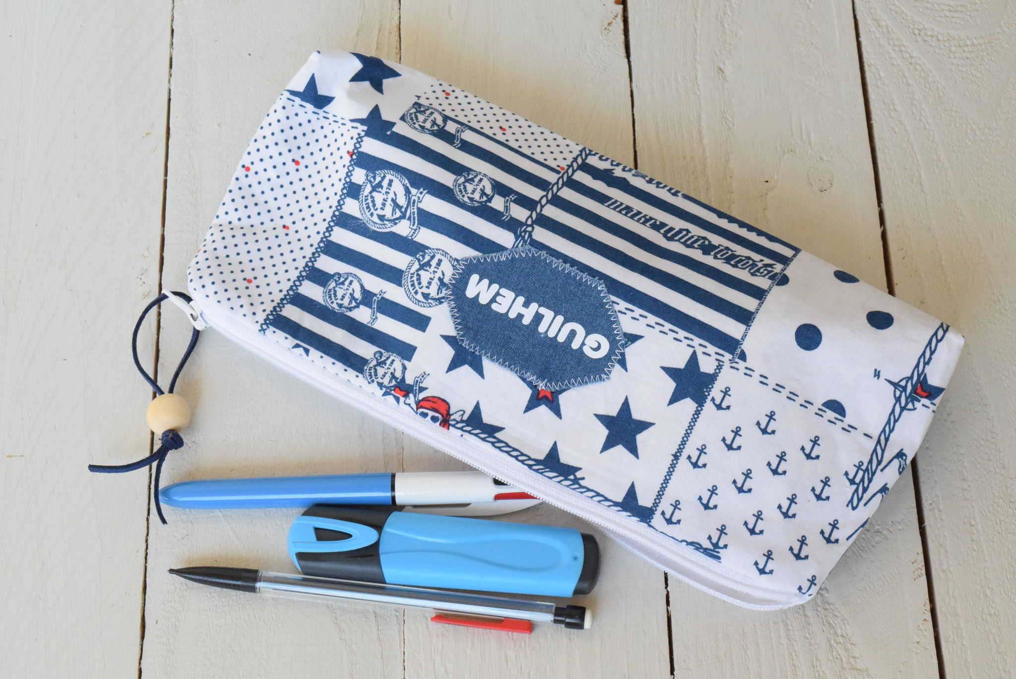 trousse tissu prénom pour école scolaire 