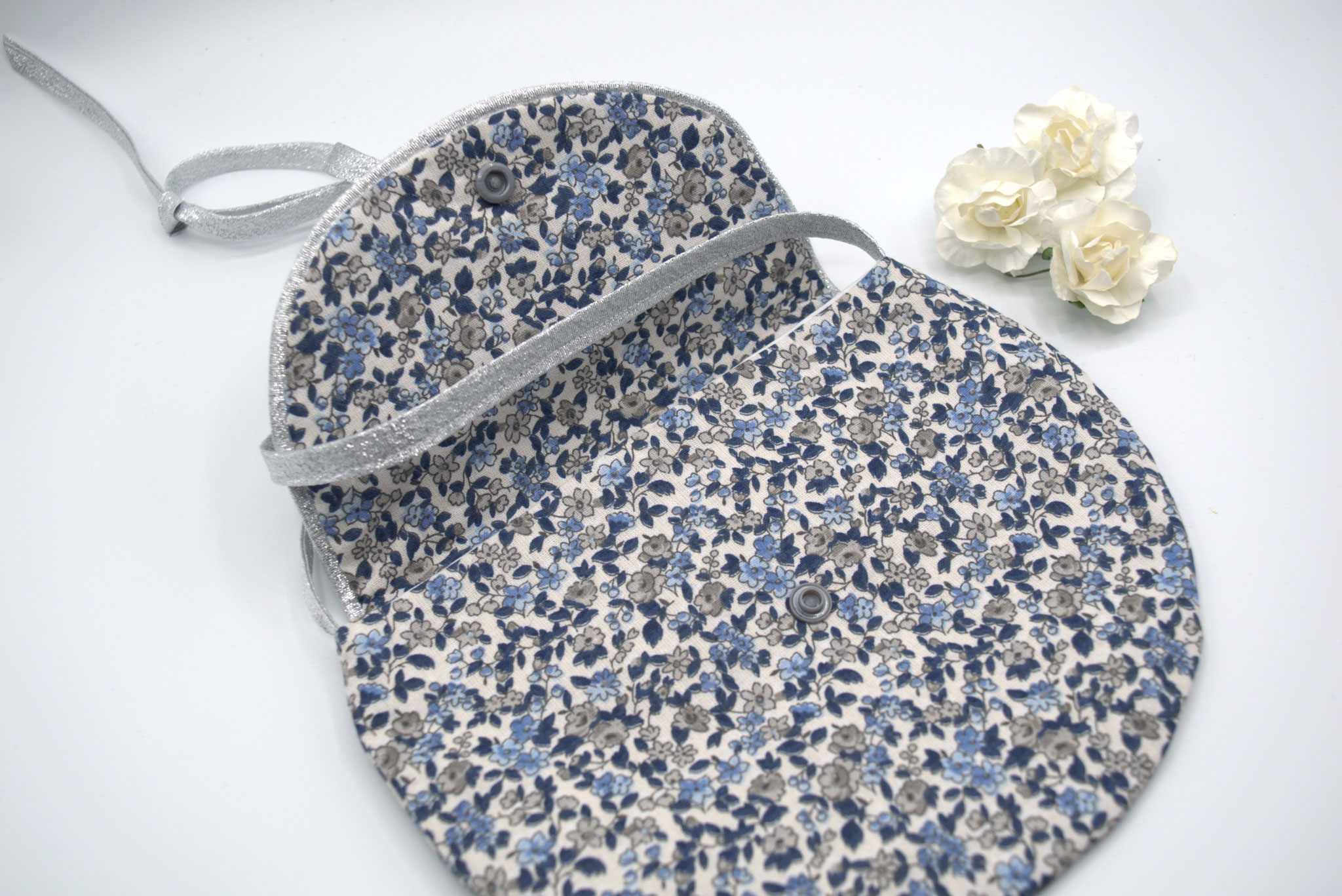Petit sac à main fille enfant 2/10 ans liberty bleu argenté