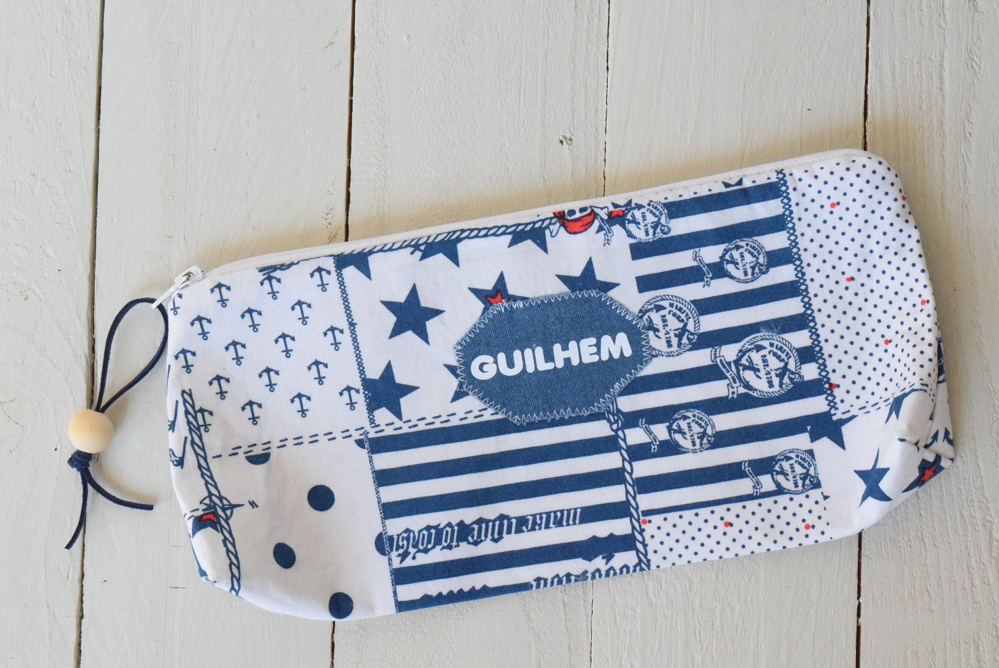 trousse tissu prénom pour école scolaire 