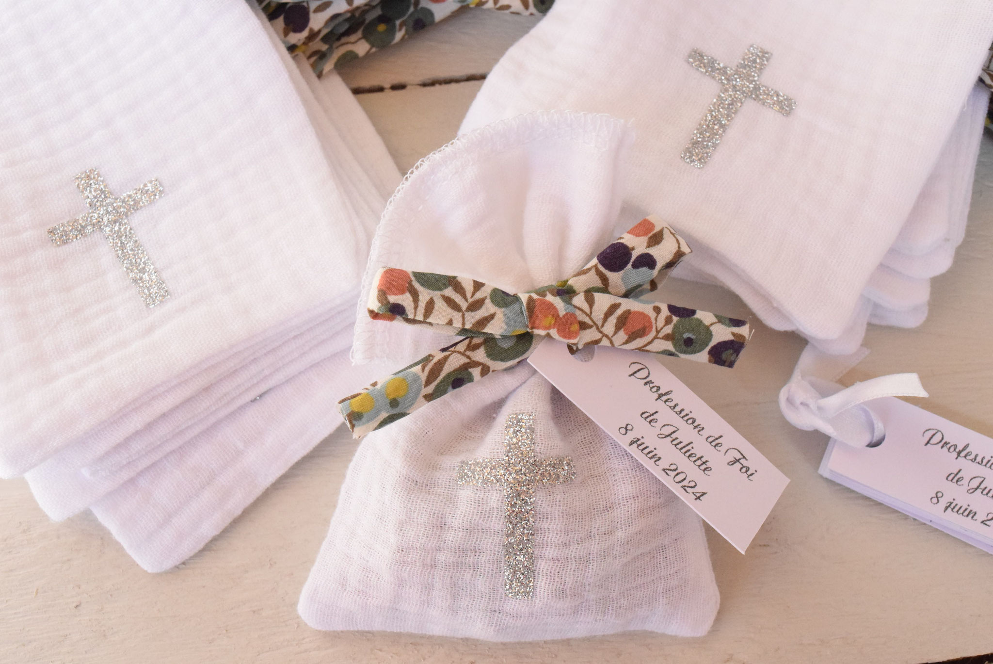 sachet dragées liberty baptême