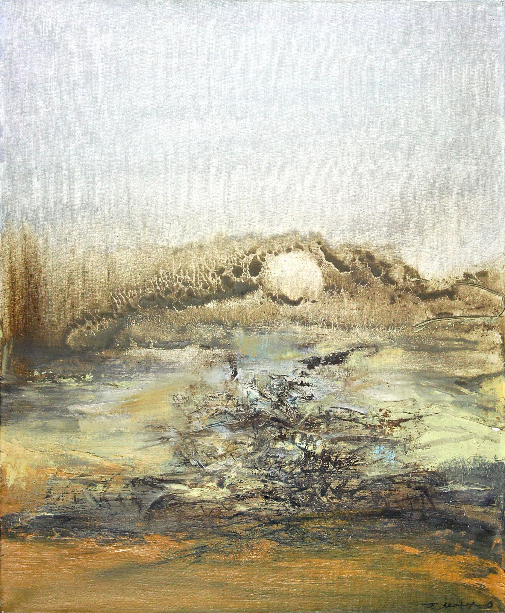 Adjugé 136 590 € - ZAO Wou-Ki, Sans titre, 26/01/1966, huile sur toile, 61 x 50 cm 