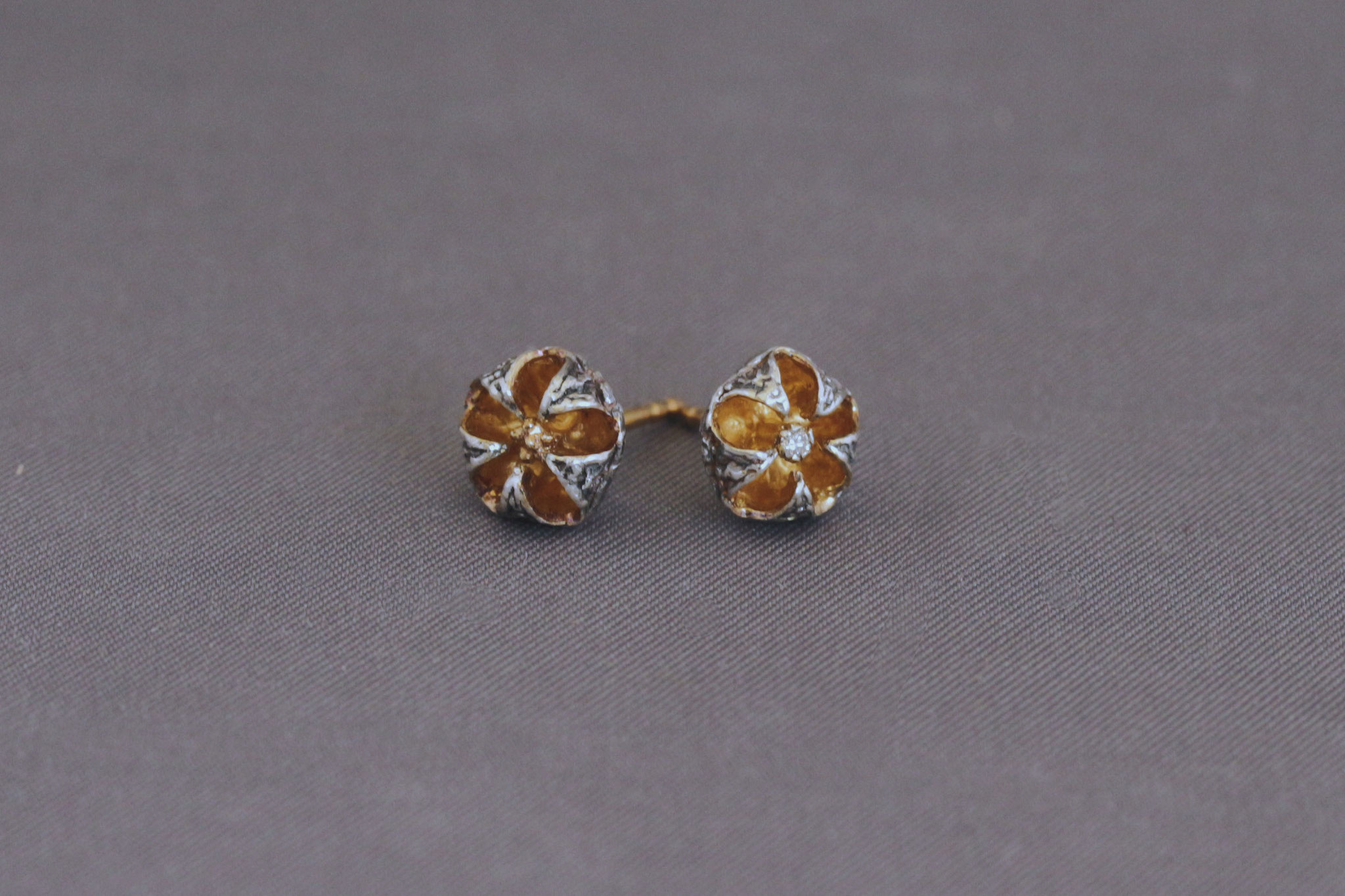 Ohrstecker Sukkulentensamenkapseln, Sterlingsilber, teilvergoldet (10µm), 1 Diamant