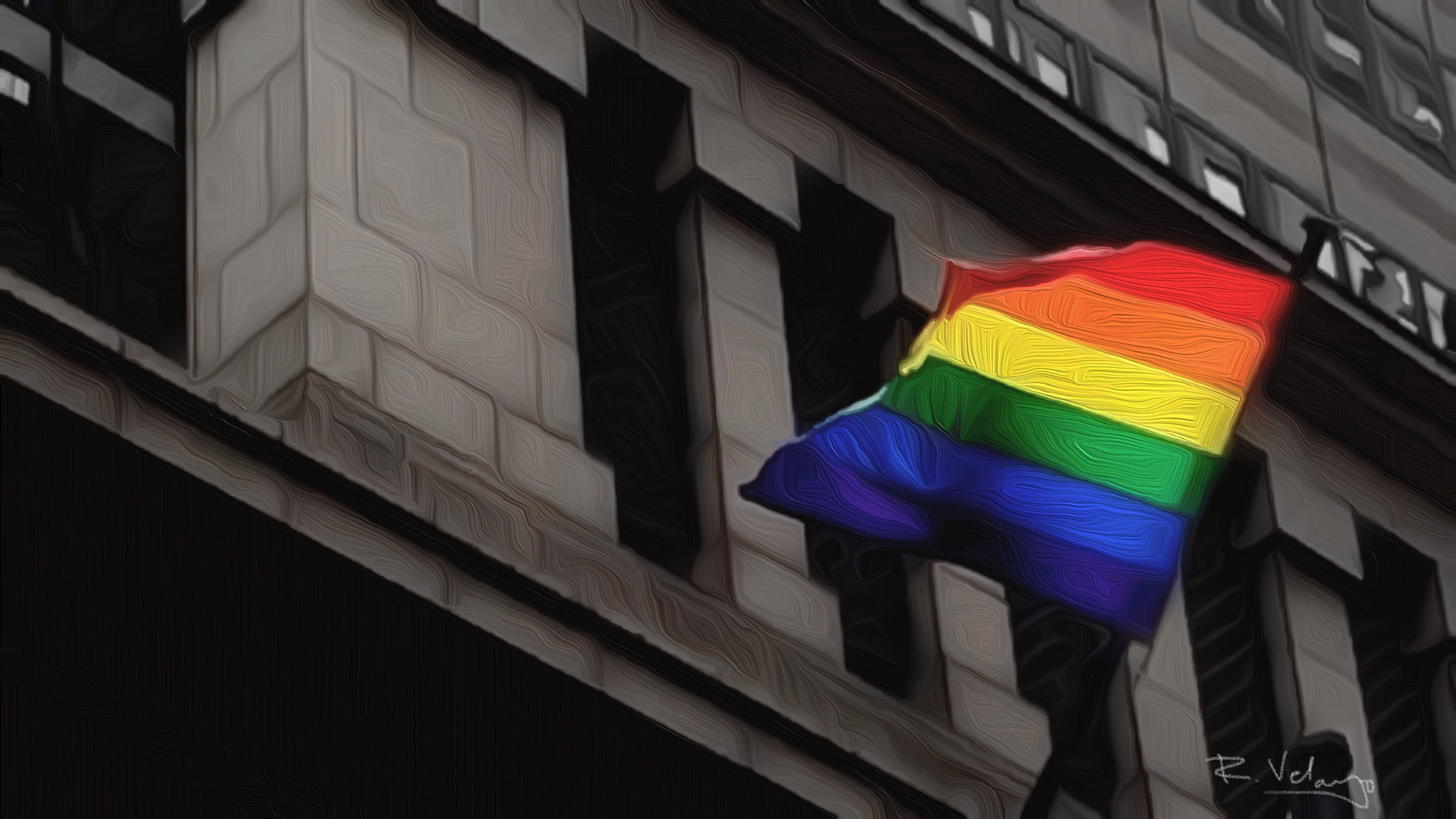 "RAINBOW FLAG ON NYSE BUILDING" [Created: 3/15/2020]