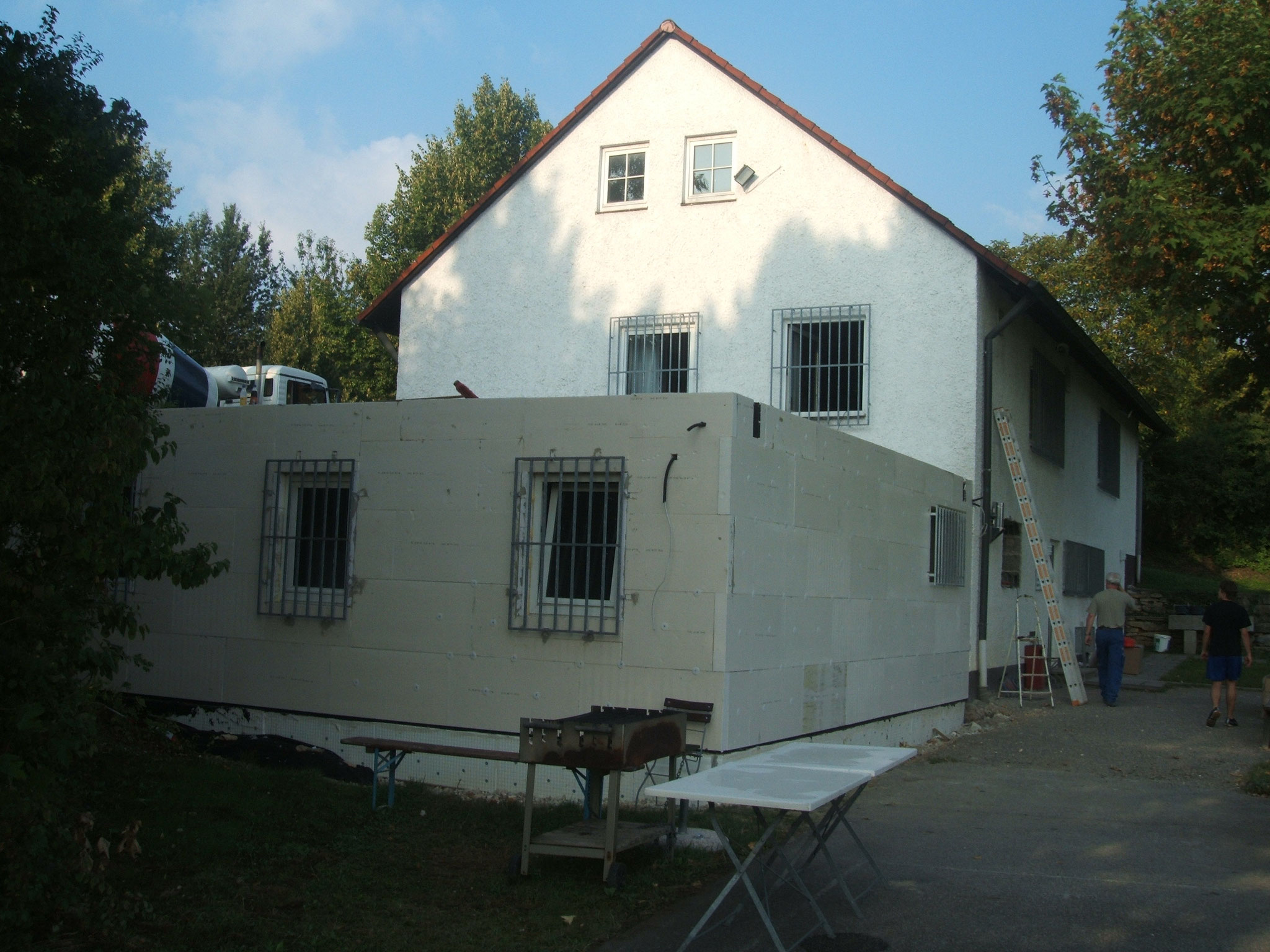 Der fertige Rohbau des neuen Vereinsheims