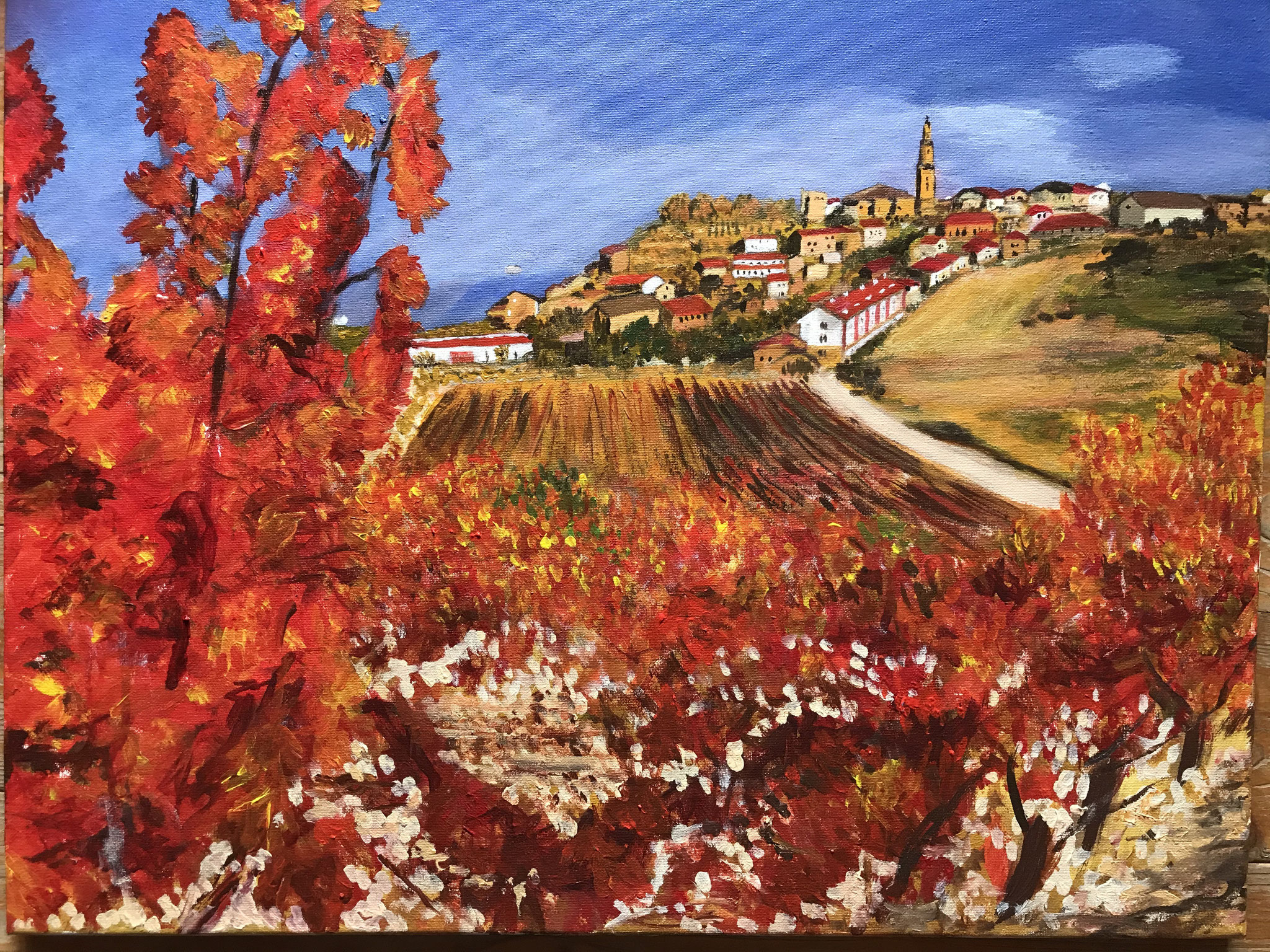 Stadt Rioja, nach dem Foto in einem Wandkalender gemalt