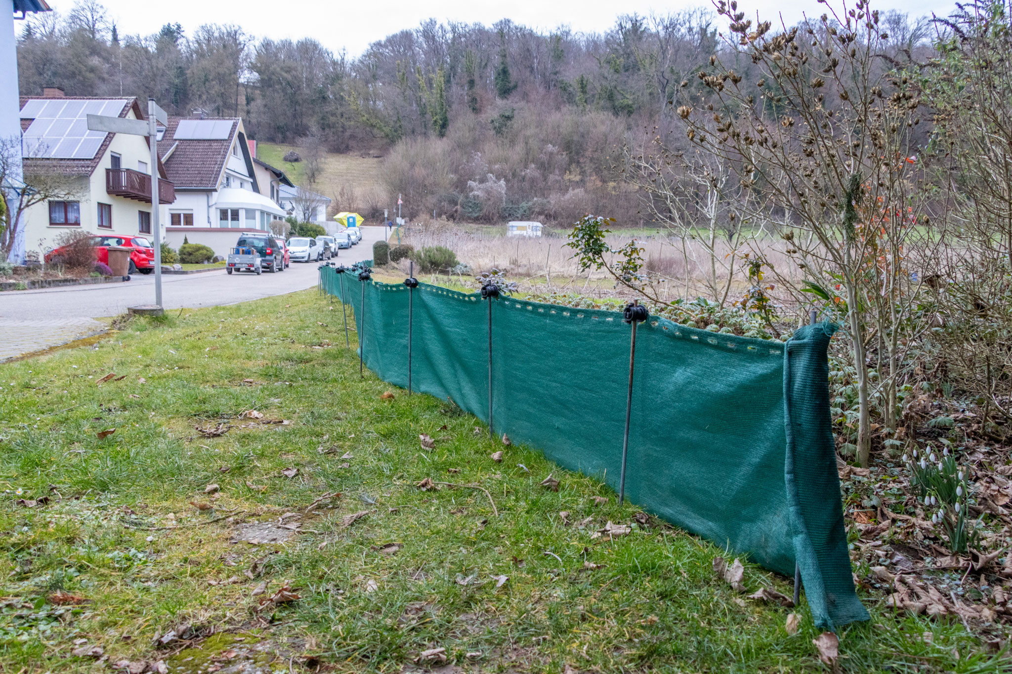 Die Gewebefolie ist gespannt, die Kröten können kommen. (Foto: B. Budig)