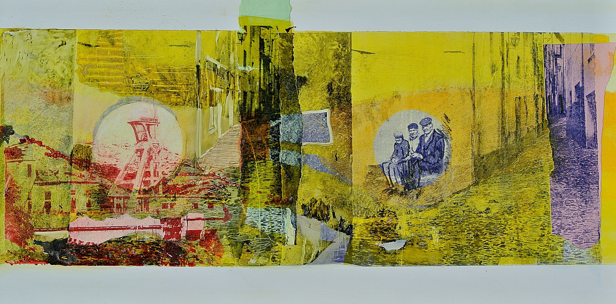 "Ein Leben in Montevecchio" Monotypie /Gumprint auf DIBOND- Aluminiumplatte