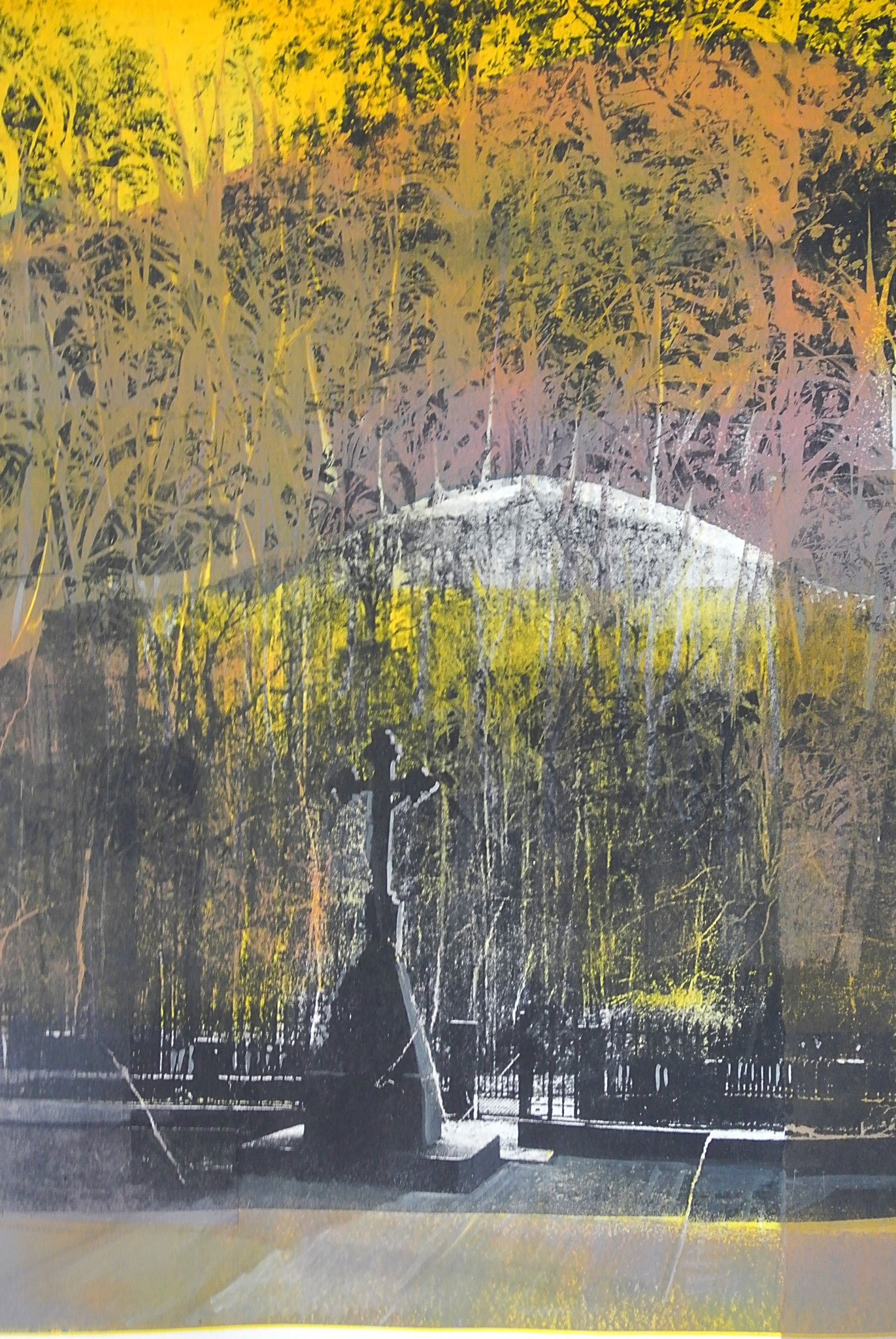 "Grotte Sainte Colombe, JU" Monotypie/ Gumprint ca,40 x 70cm