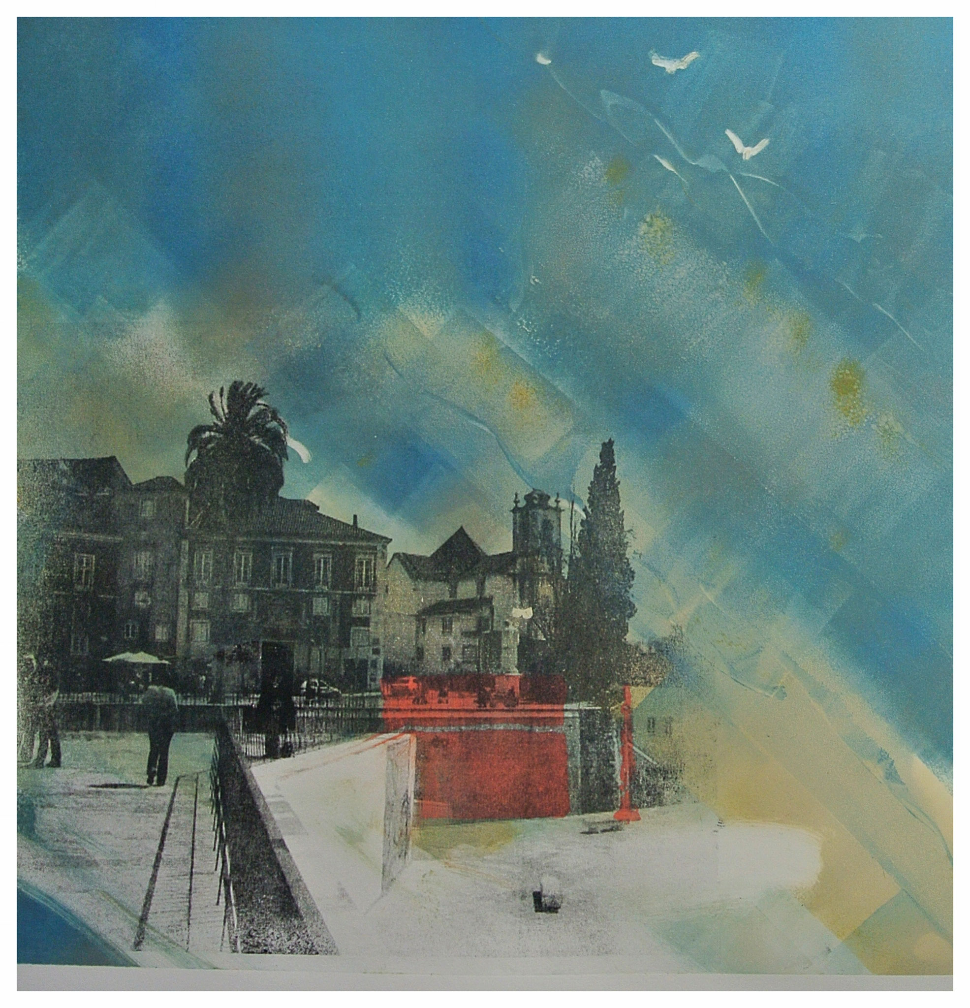 " Lisboa"Monotypie/Gumprint ca. 40 x40cm 