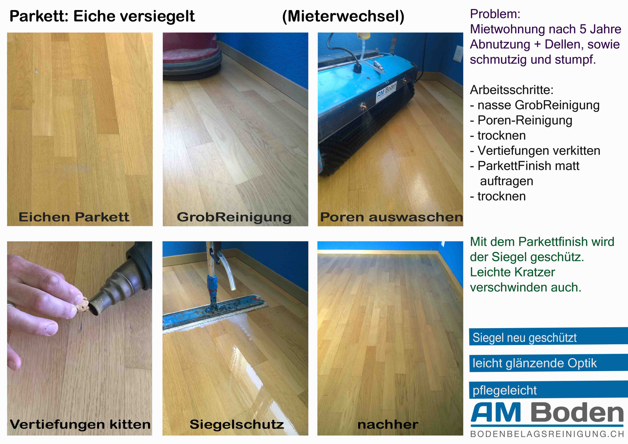 Versiegeltes Parkett: Parkettreinigung - AM Boden