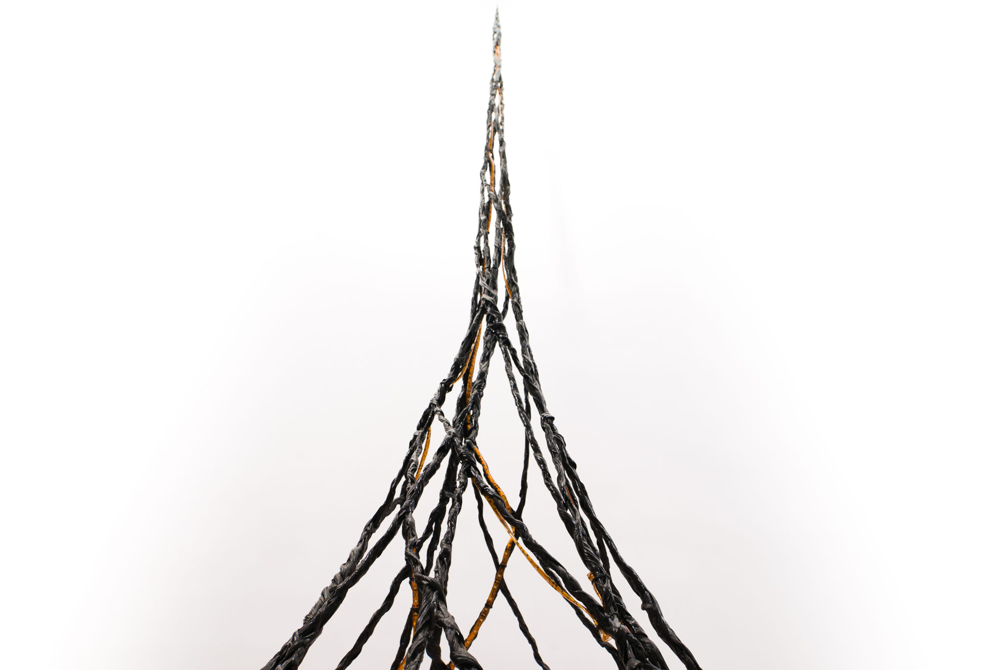 Constructive expressionism floor lamp, made out of carbon fiber and epoxy resin, H: 230cm, W: 60cm, L: 60cm