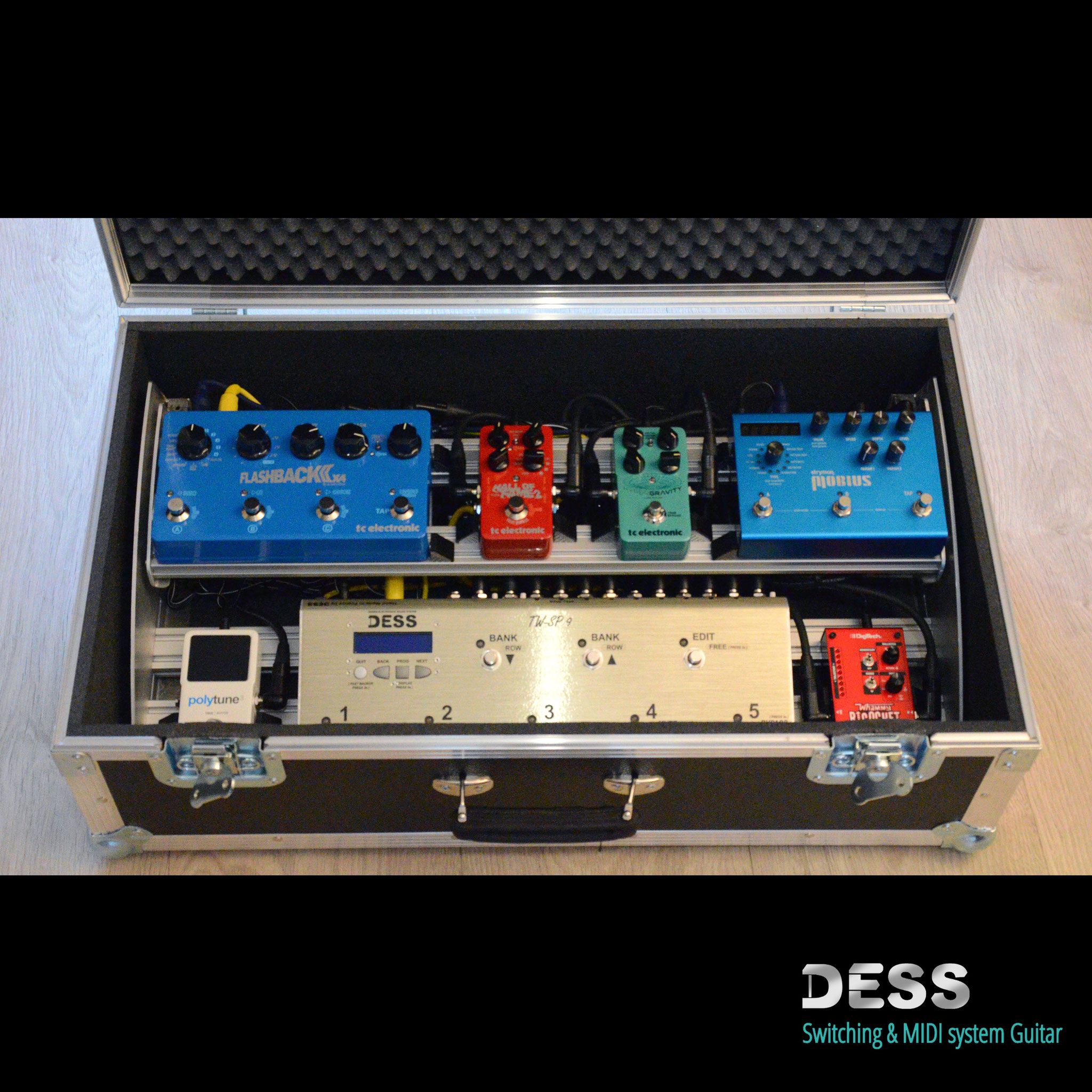 DESS, custom shop, Pedalboard, switcher, analogique, buffer, tuner, TW-SP9, Alimentation Multiple