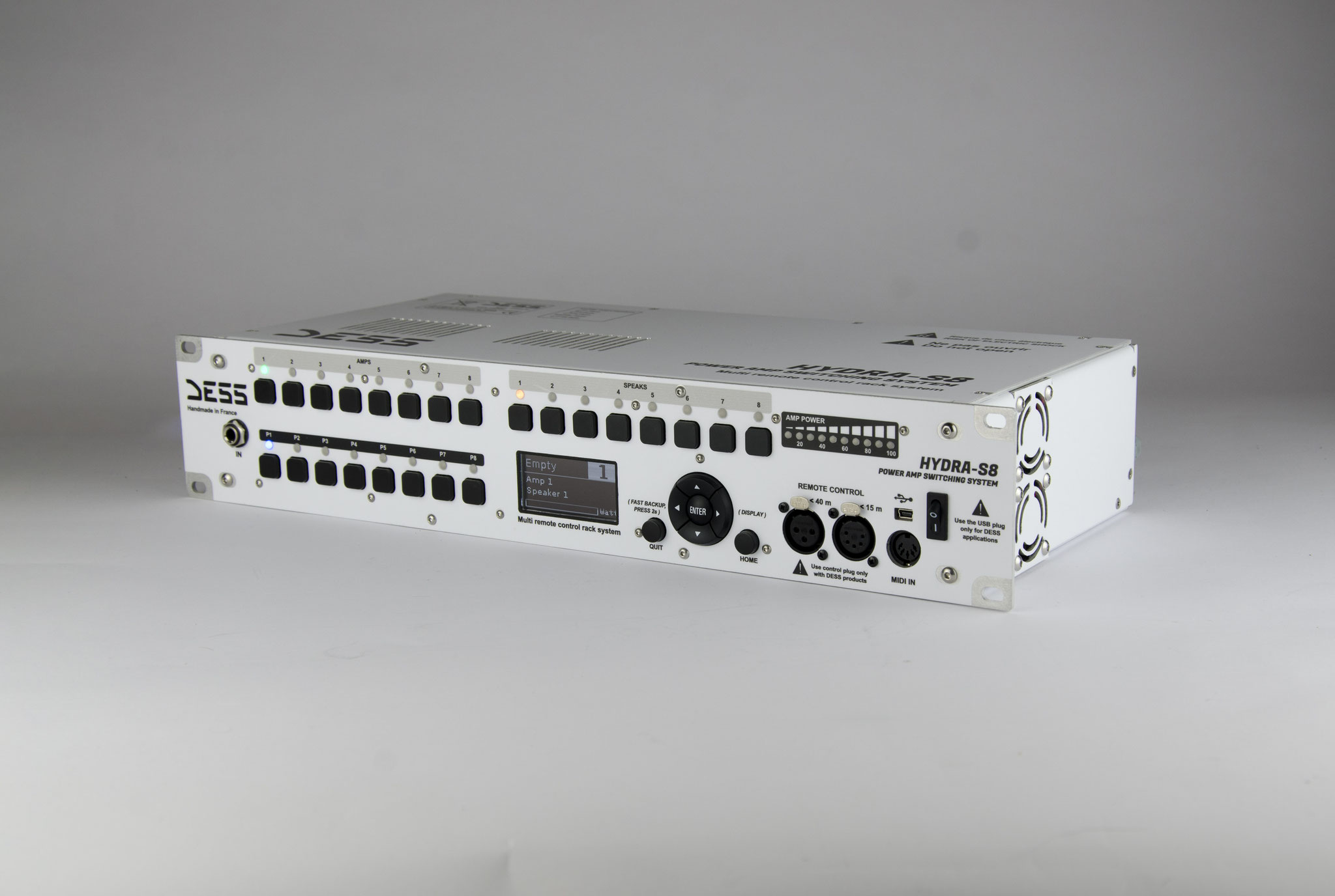Hydra-S8, Sélecteur d'ampli 8 voie, 8 Hp, 8 FX Loop, Insert Loadbox