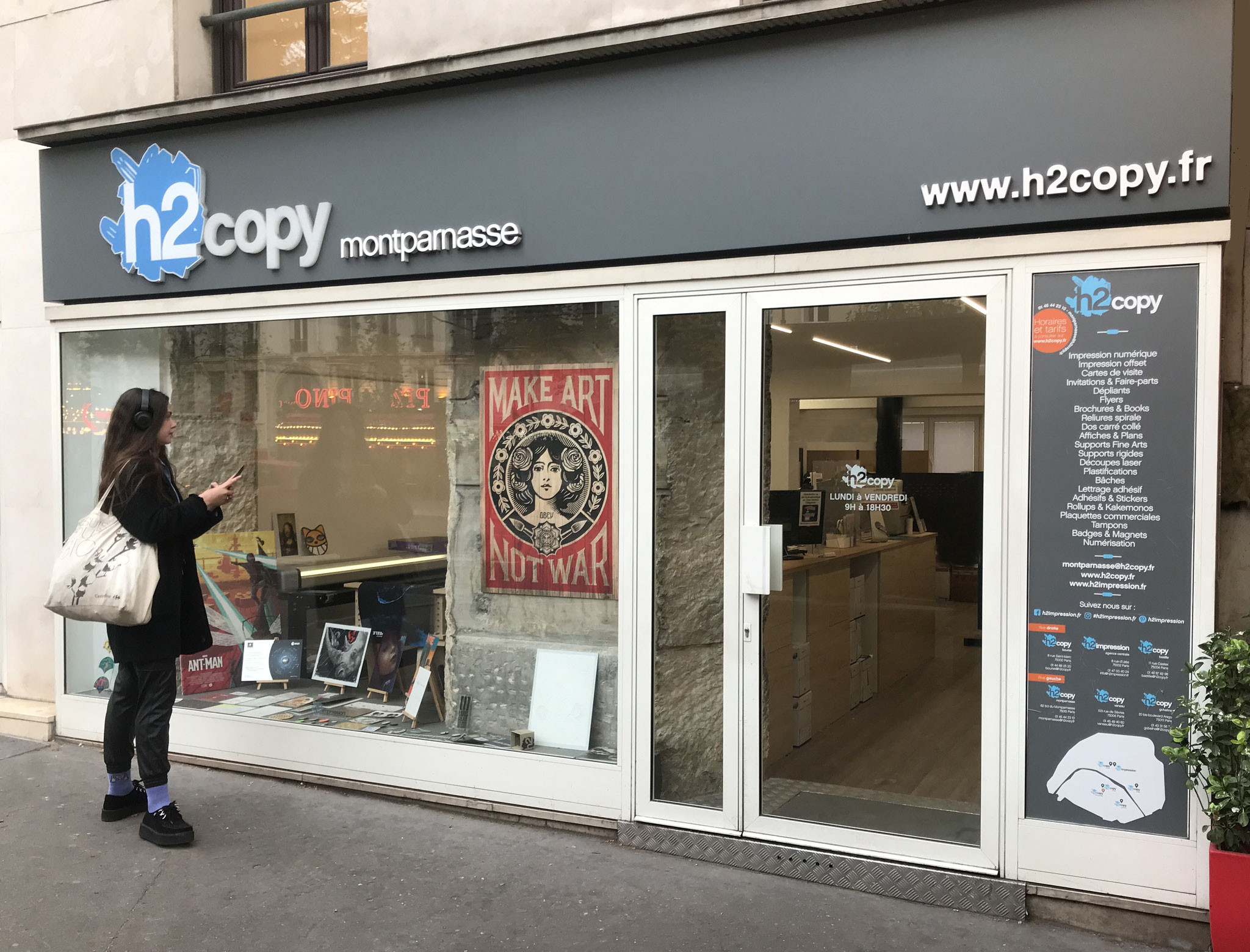 h2copy Montparnasse vitrine extérieure