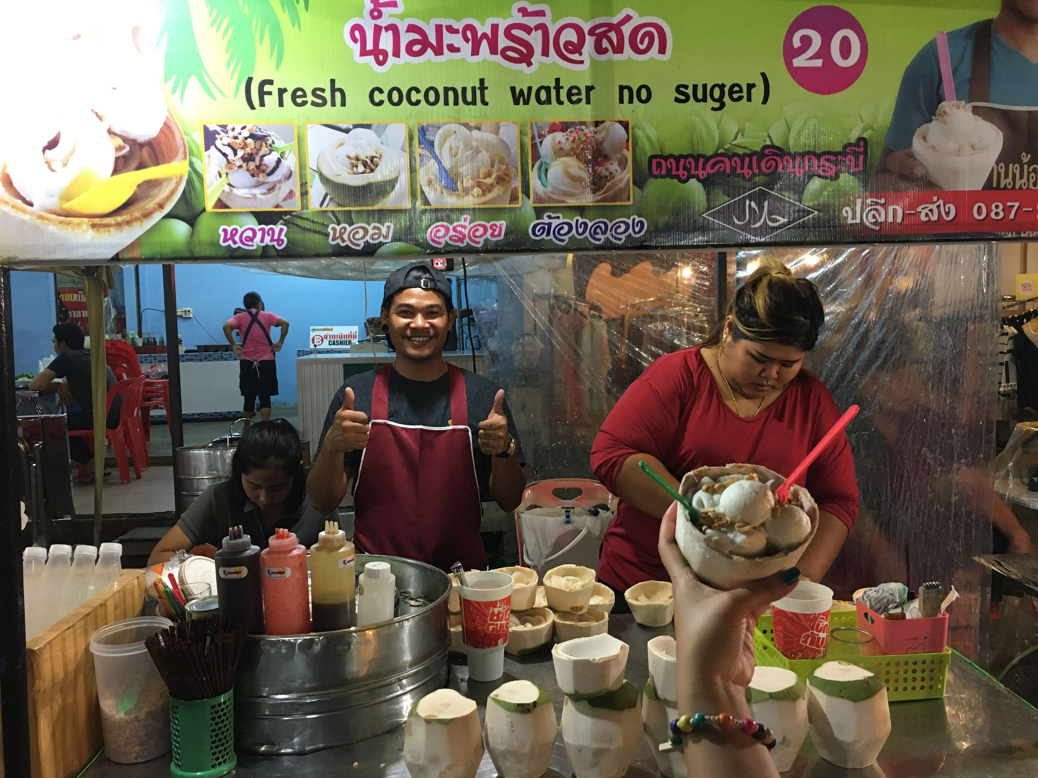 We came here twice because of the coconut ice cream 80 THB 