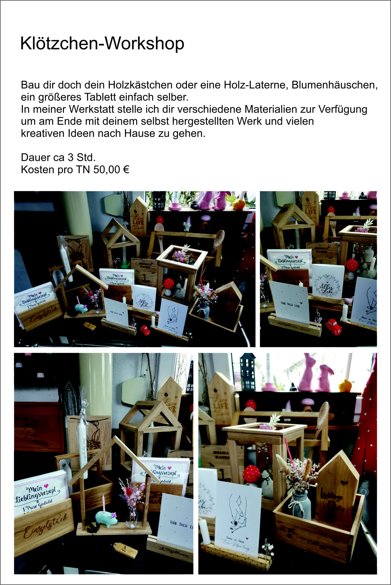 Klötzchen-Workshop Laternen Utensilos Kistchen