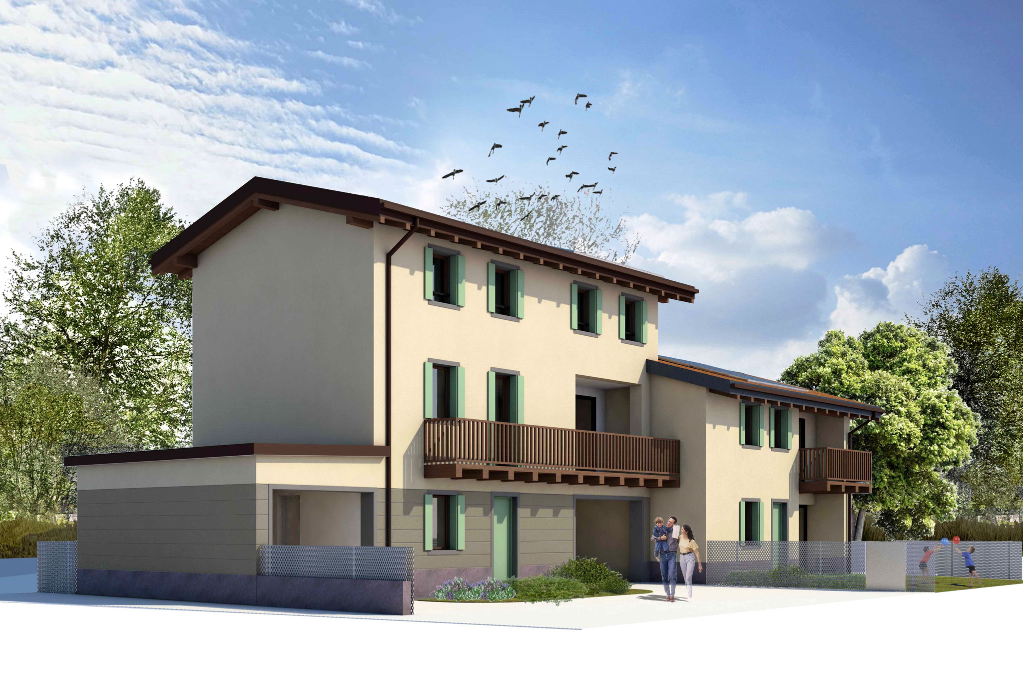 Rendering esterno villa bifamiliare