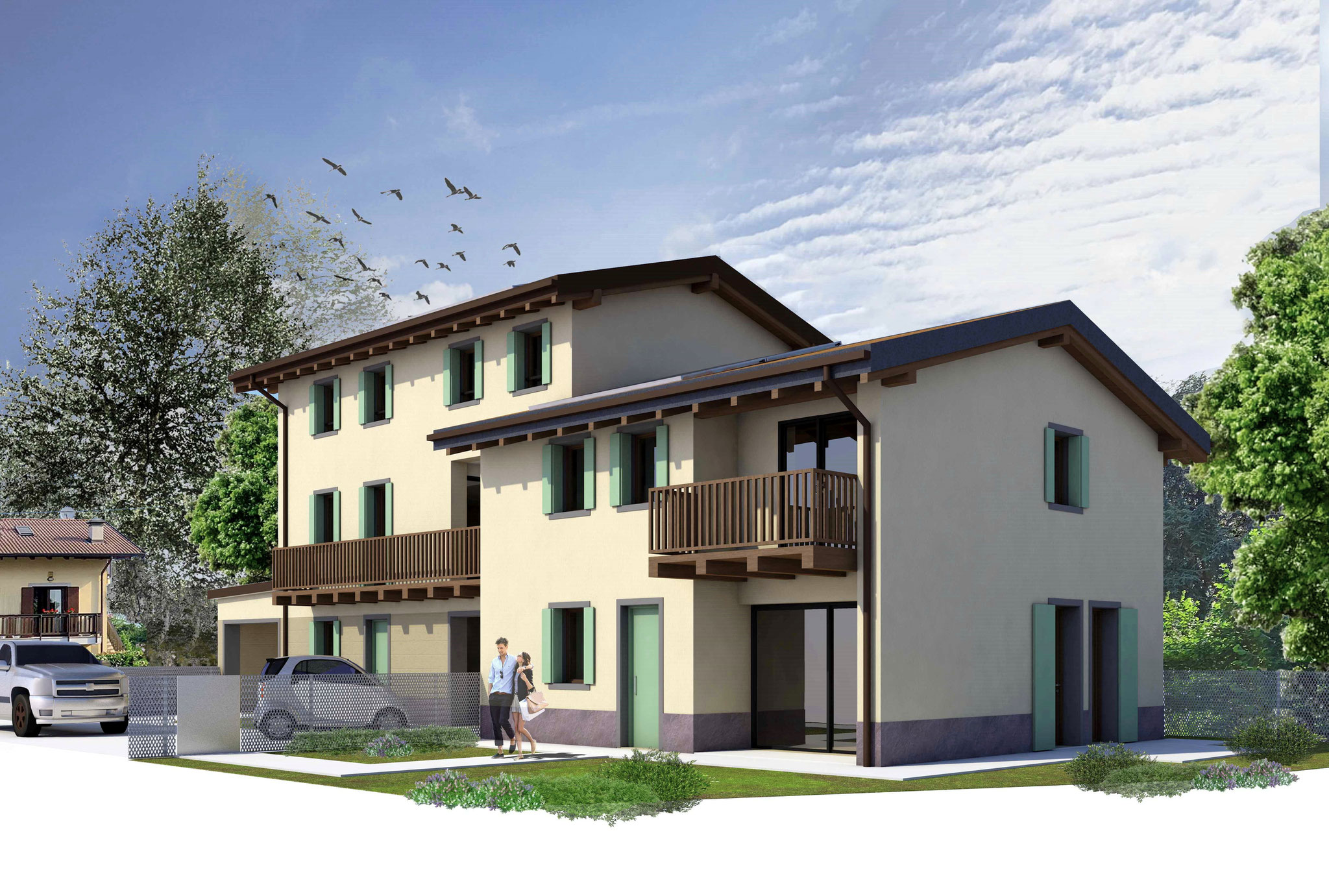 Rendering esterno villa bifamiliare