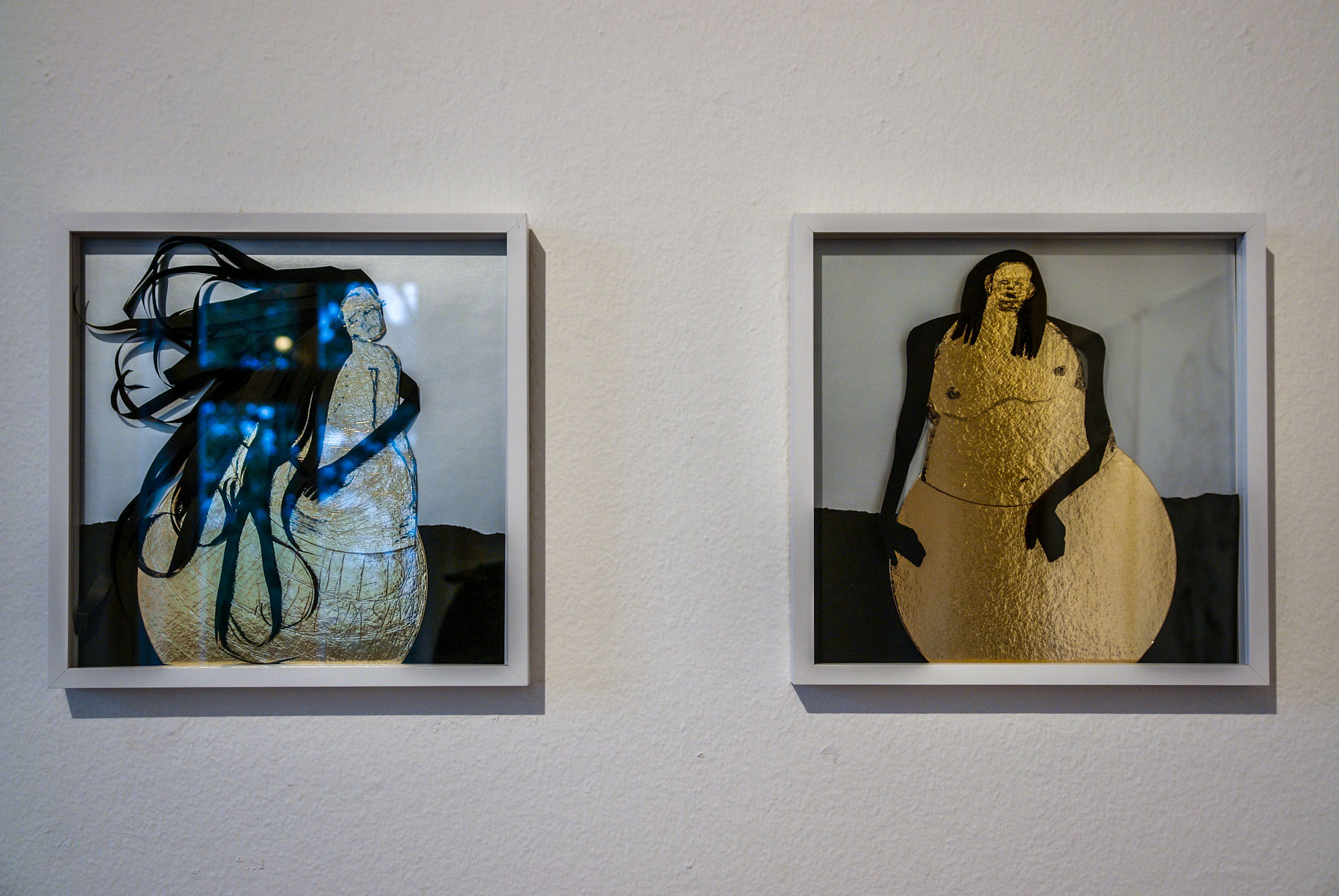 Julia Brodauf, Windsbraut, 2020, Collage, 30 *30 cm & Walküre, 2020, Collage, 30 *30 cm