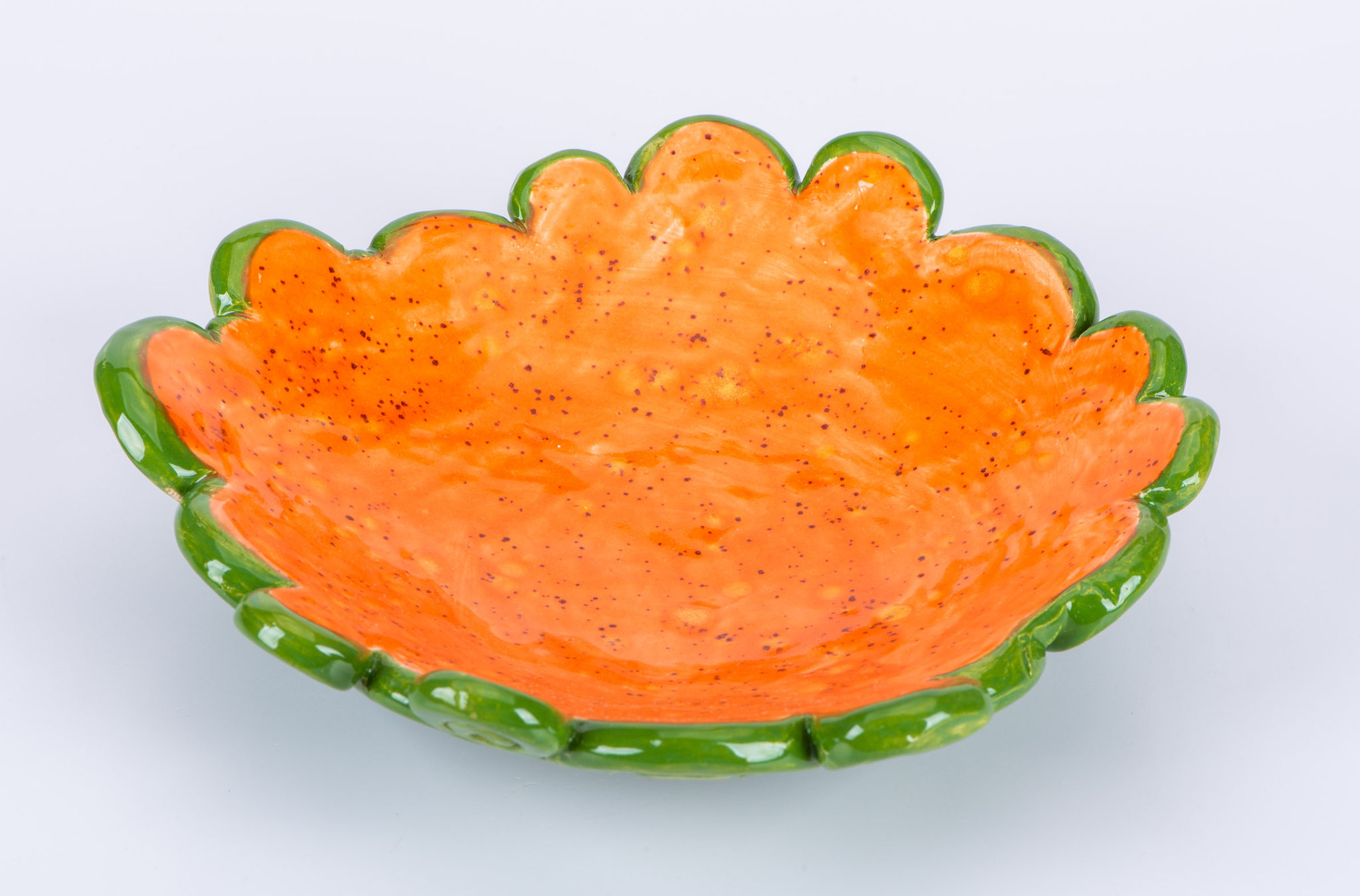 Deko-Schale Orange/grün (Maße: Durchmesser ca. 17 cm, kann variieren)