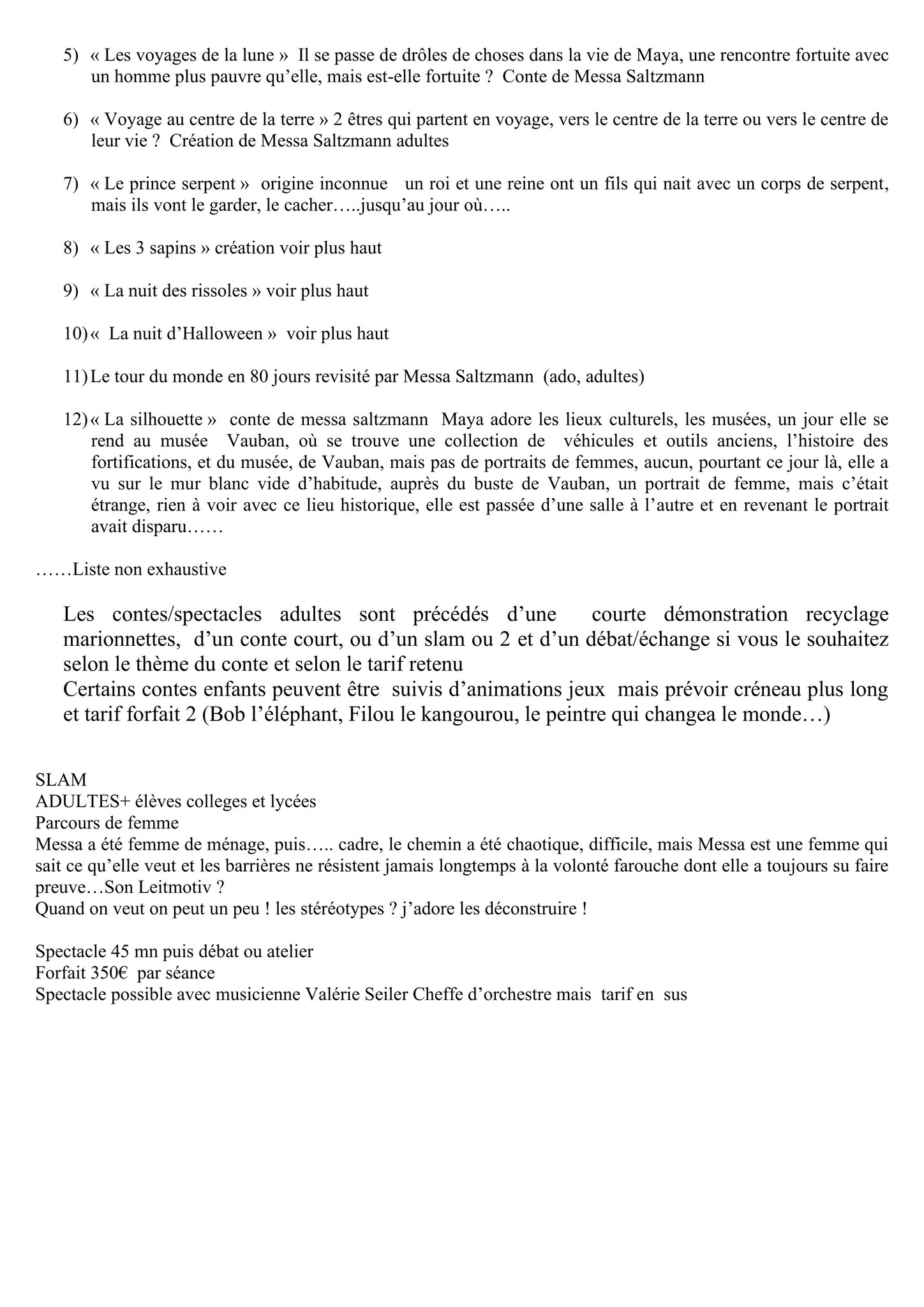 Présentation spectacles listes page 4