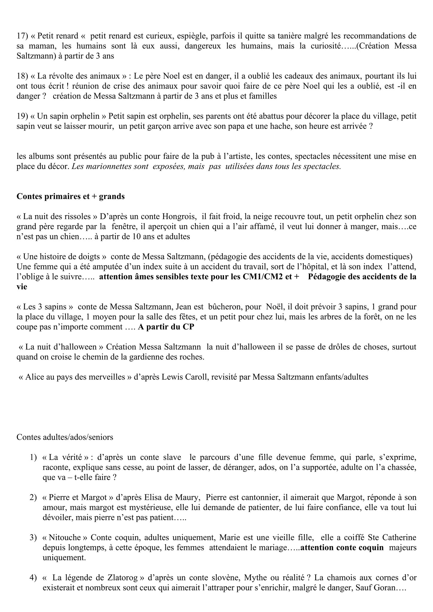 Présentation spectacles listes page 3