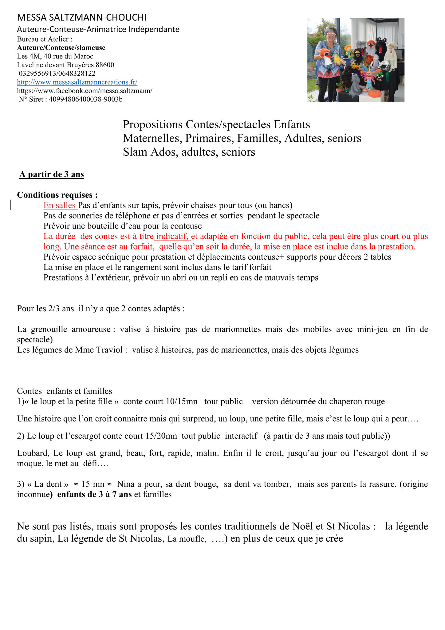 Présentation spectacles  listes page 1