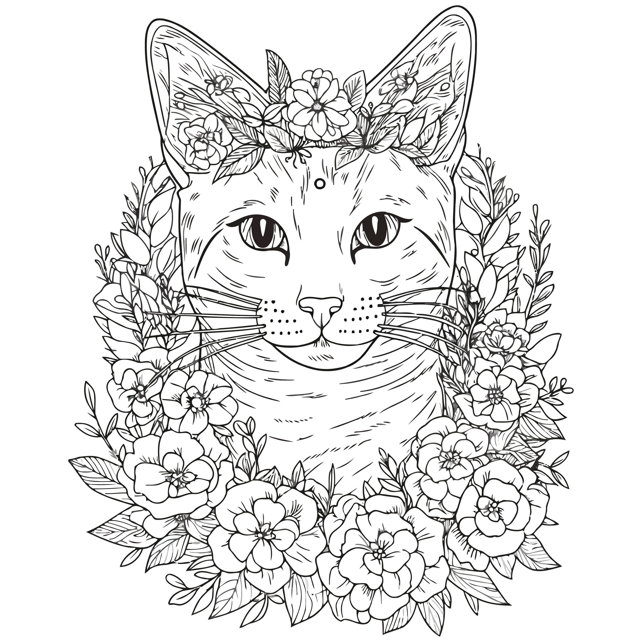 Flowercat – Seelenbild für verspielte Weisheit, zarte Schönheit und die stille Kraft, die aus dem Herzen blüht.