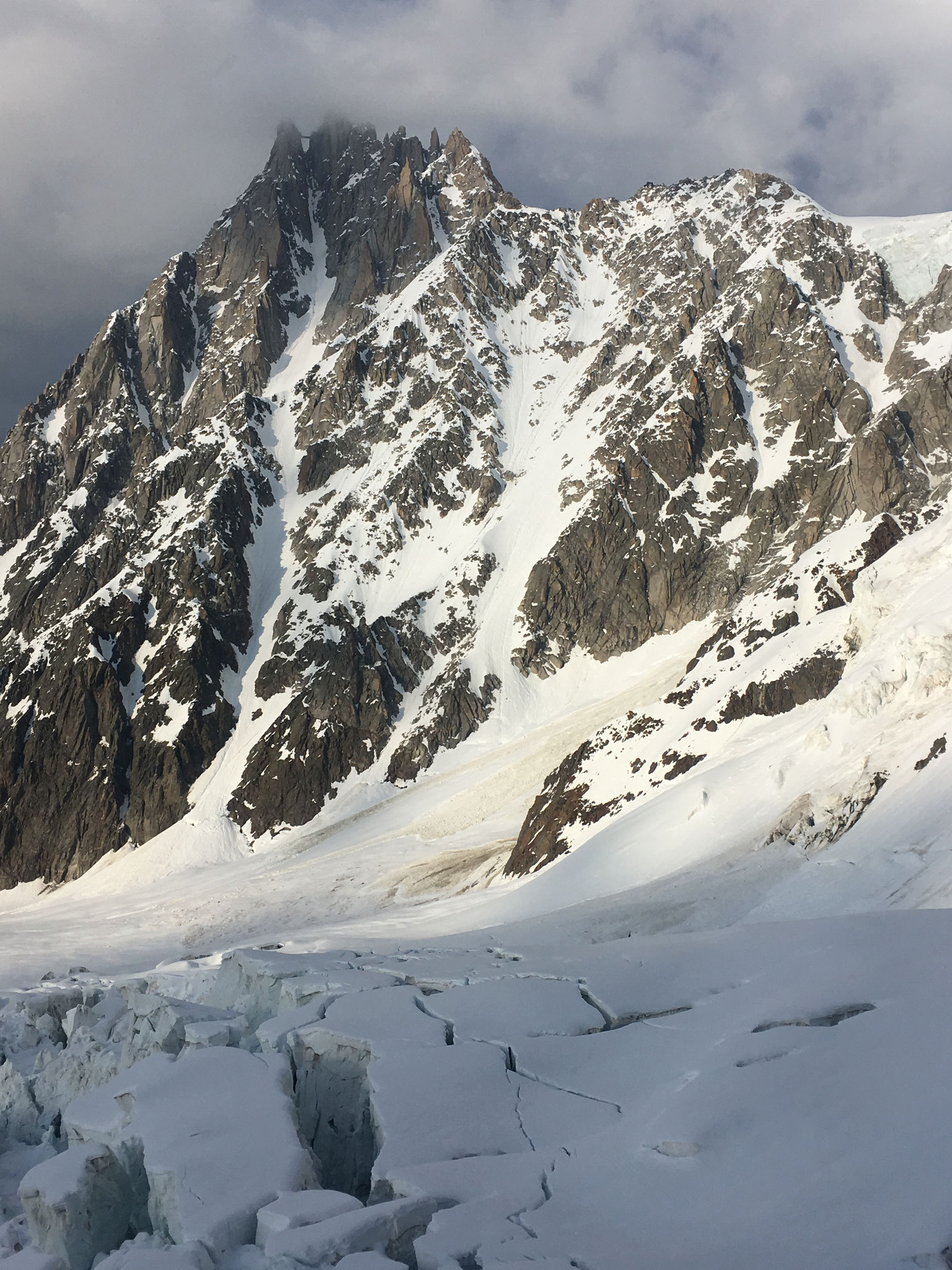 Depuis le Ref des G.Mulets, vue sur la Face Ouest de l'Aig du Midi