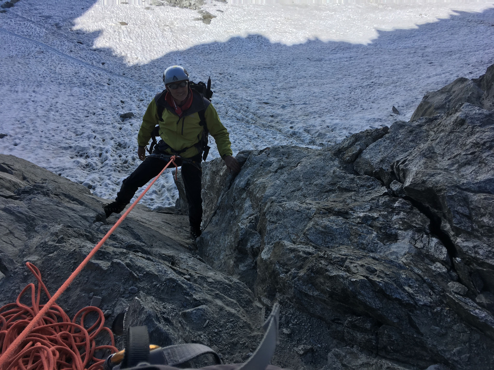 Le rappel pour reprendre contact avec le Glacier au retour