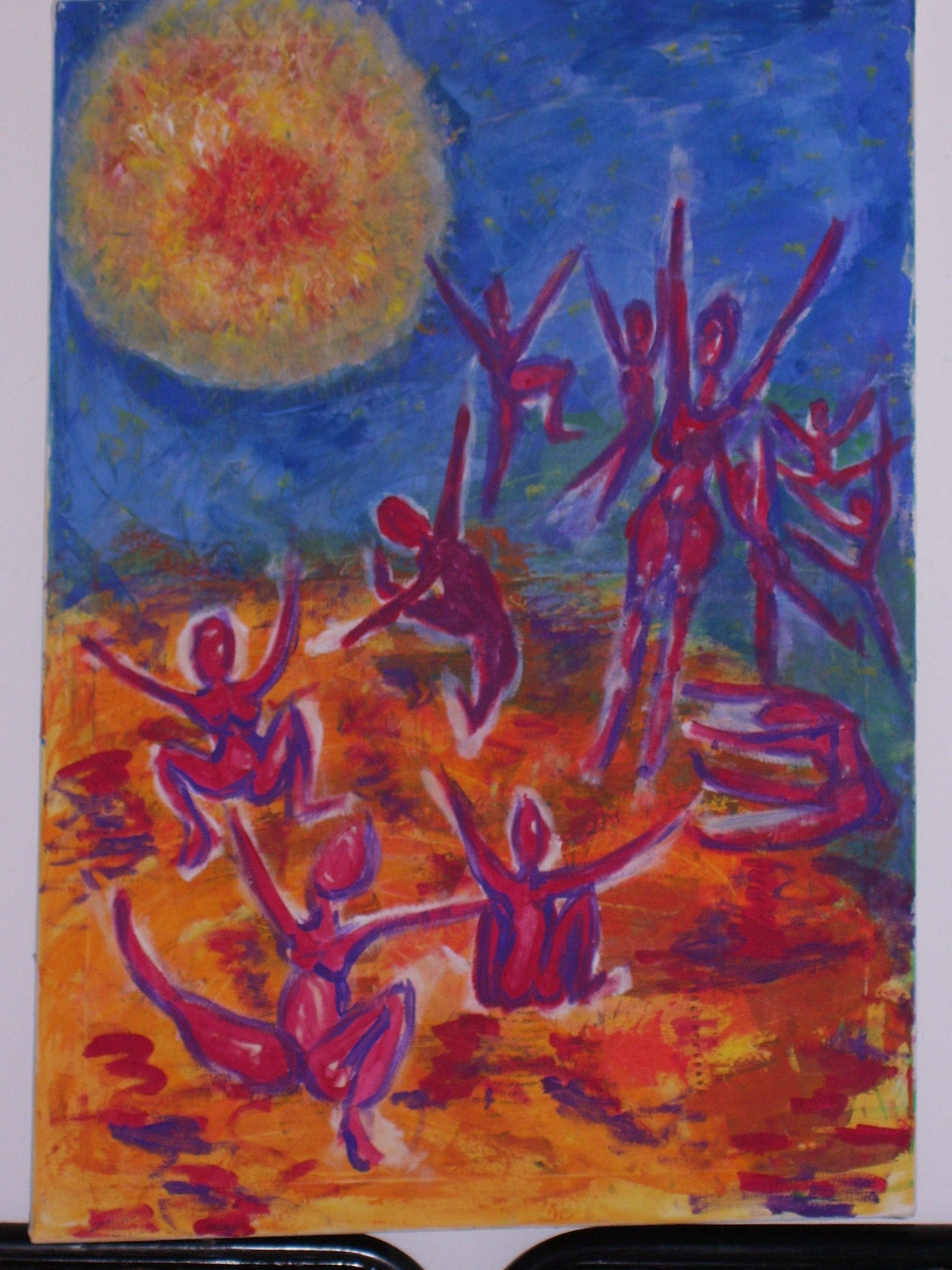Sonnentanz, 2004, Guache/Leinwand, 100x70 cm