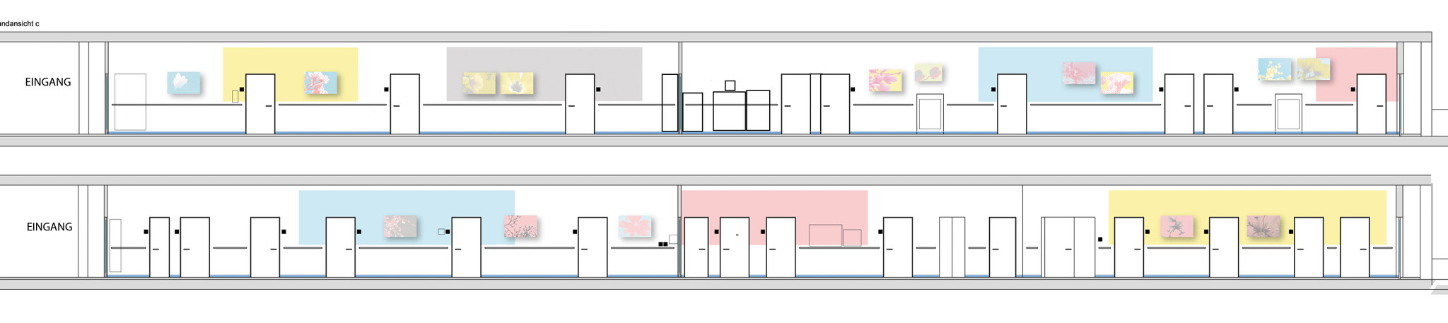 Entwurf und Visualisierung des Farbleitsystems, Orientierung durch Blütenarten in der Frauenklinik Würzburg