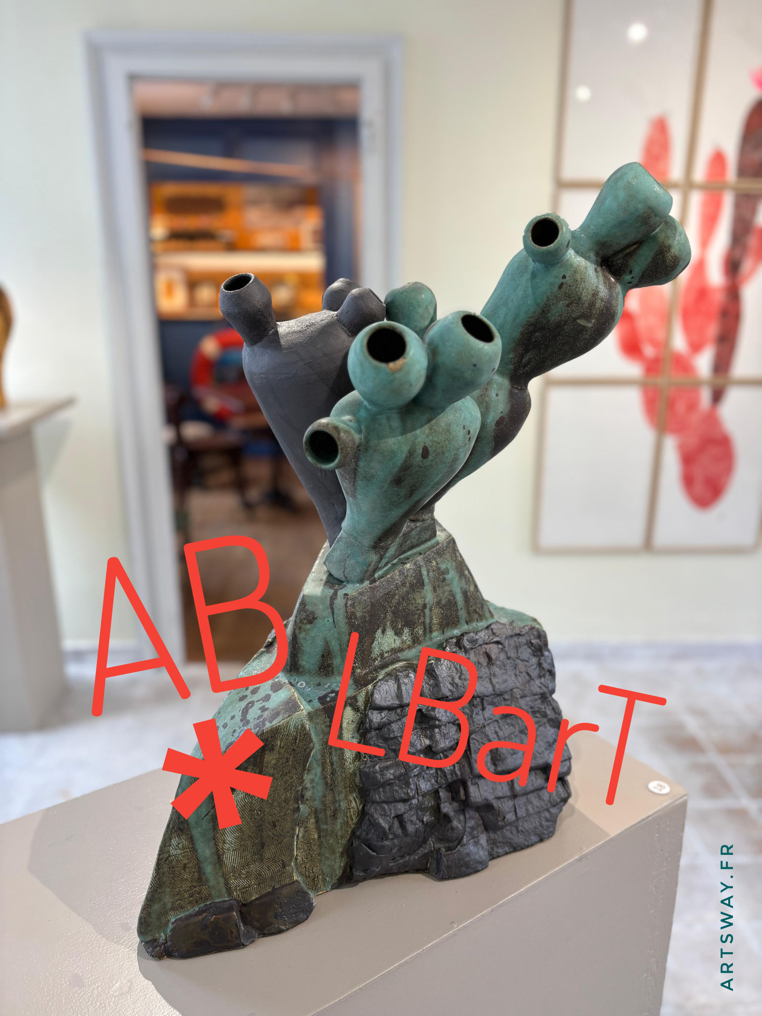 CACTUS RIVIERA (Sculpture avec Agnès Bleicher) : Grès émaillé (H:60 x 45 x 35) - 2025 - 1200€