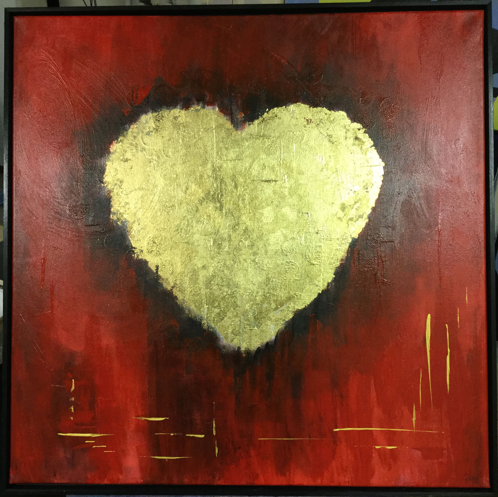 golden heart - 83x83 cm (framed) - sold