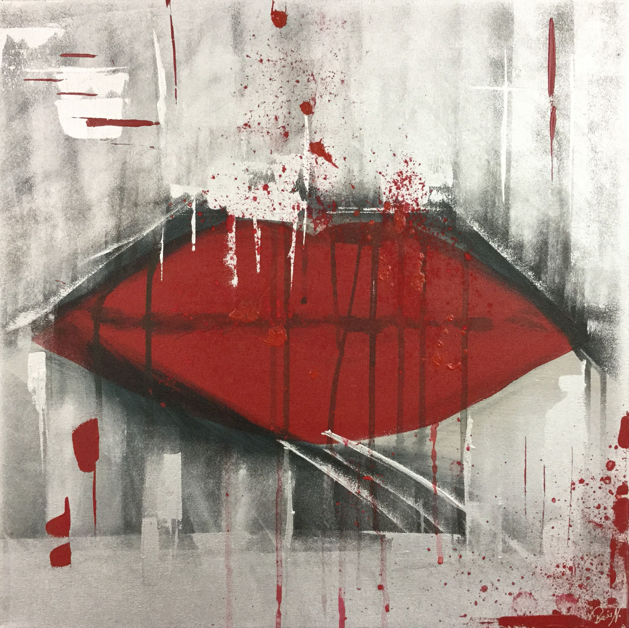 red lips - 50x50 cm - sold