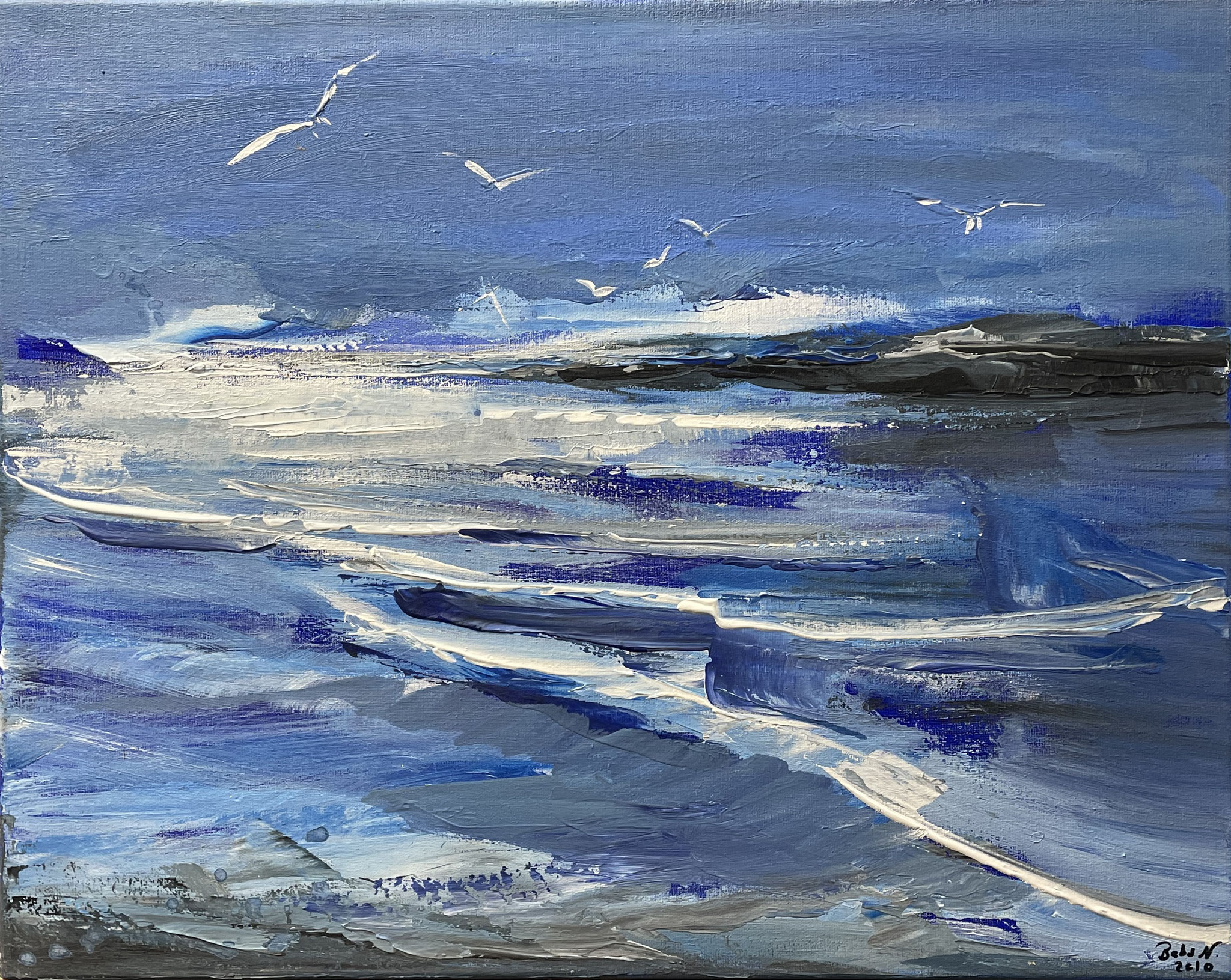seagulls by the sea  -  40x50 cm - CHF 450.--